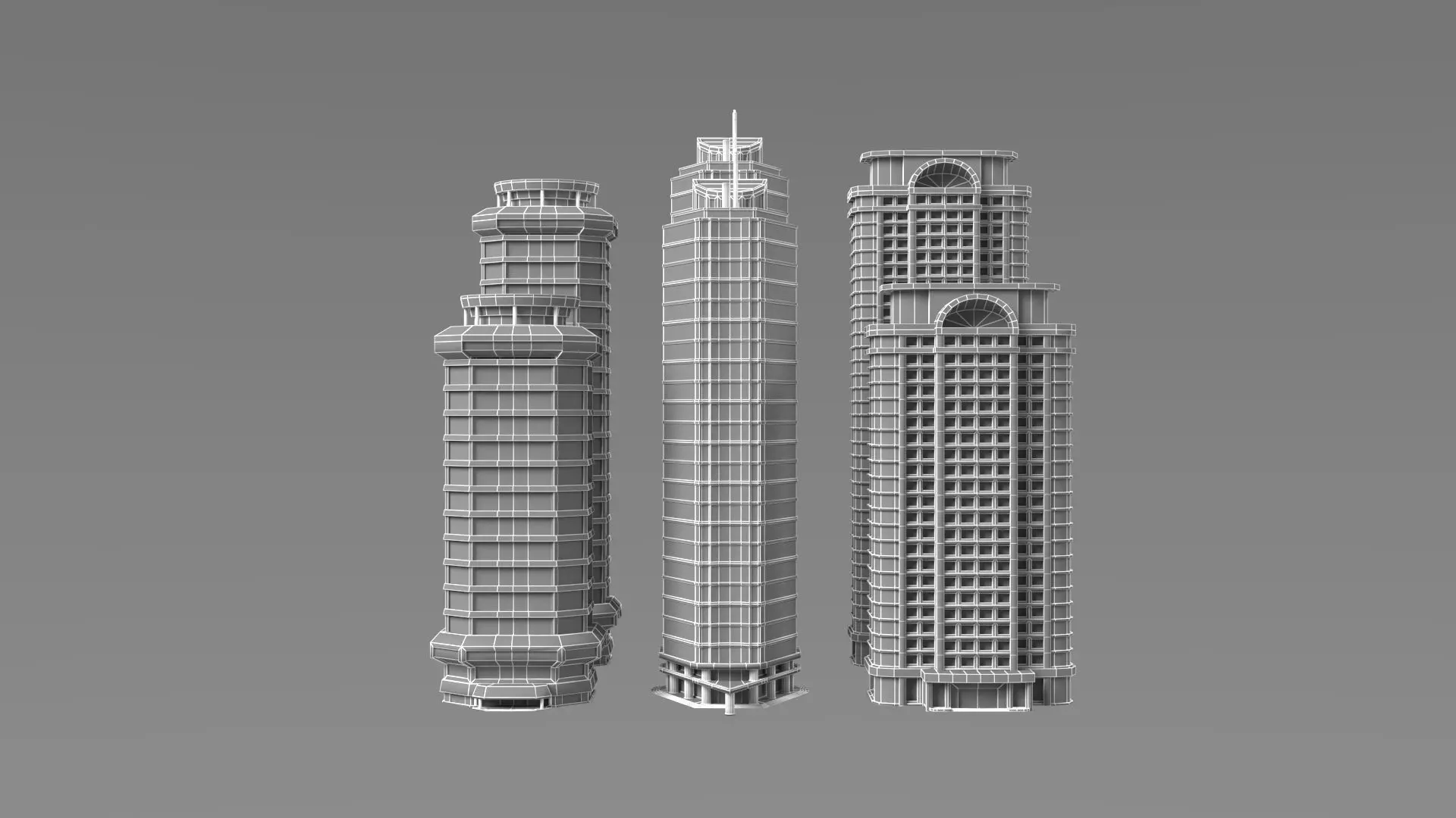 City Buildings Modular Urban Architecture Pack 3D model_15