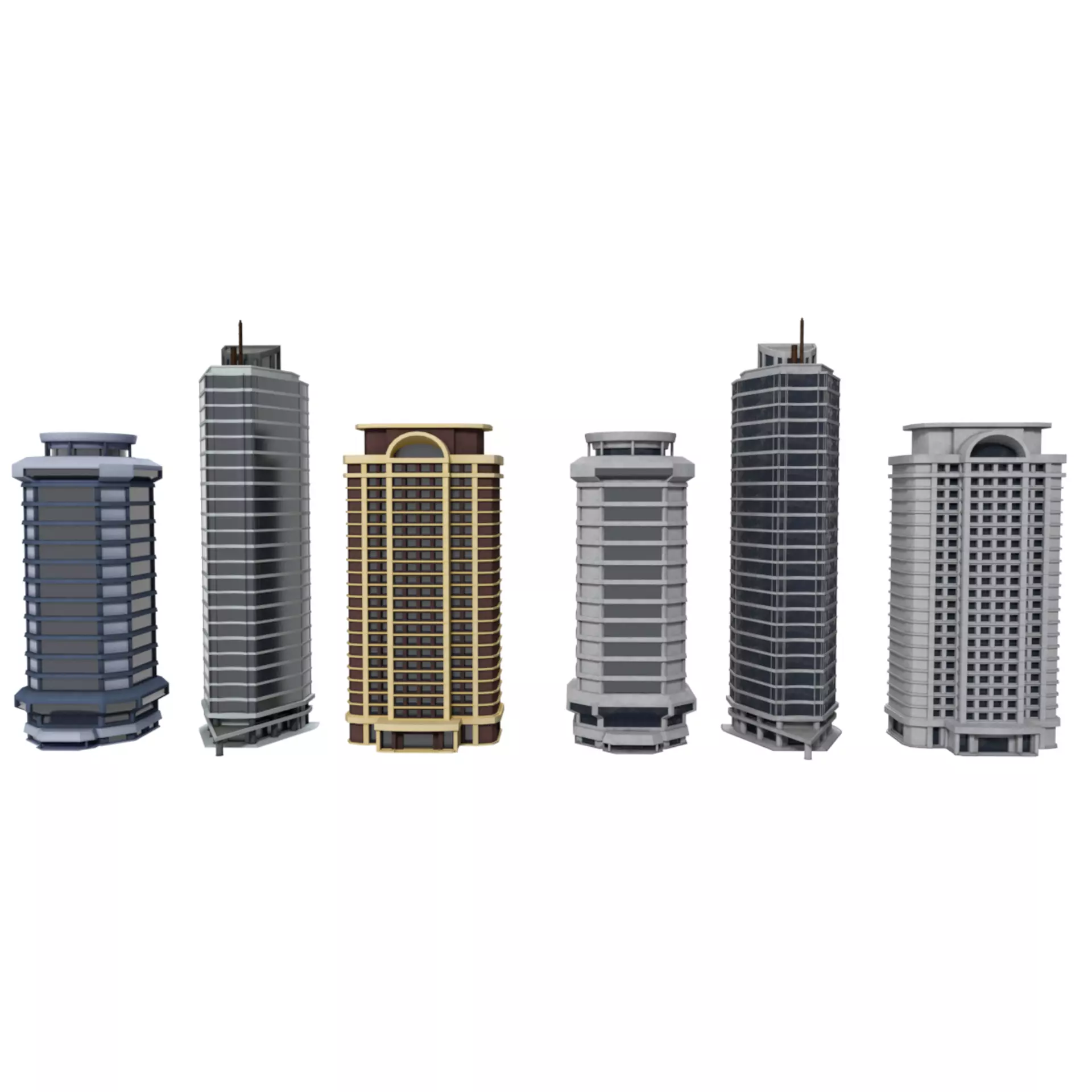 City Buildings Modular Urban Architecture Pack 3D model_2