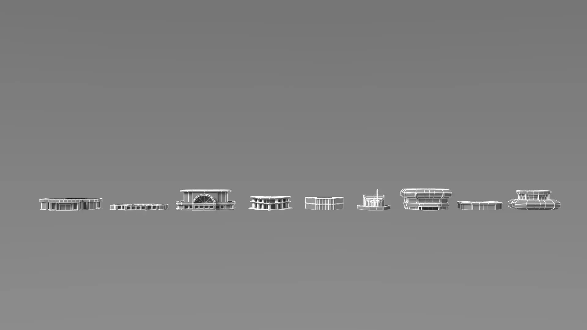 City Buildings Modular Urban Architecture Pack 3D model_20