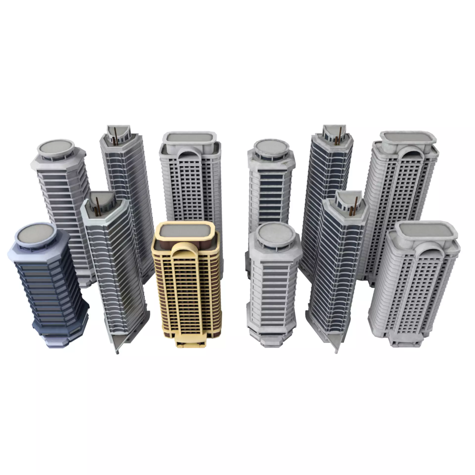City Buildings Modular Urban Architecture Pack 3D model_8