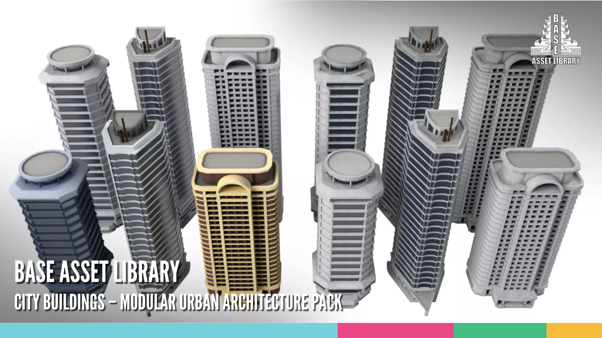 City Buildings Modular Urban Architecture Pack 3D model_0