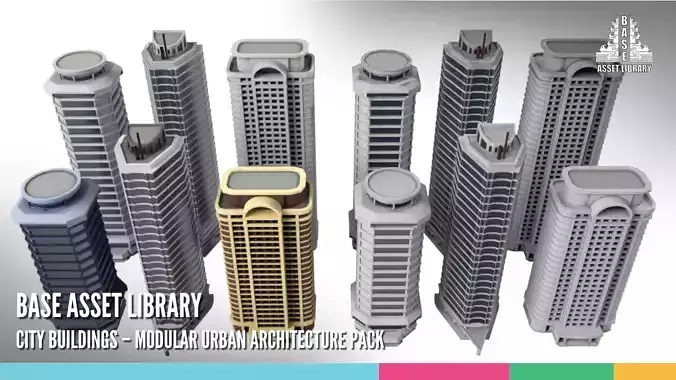 City Buildings Modular Urban Architecture Pack 3D model