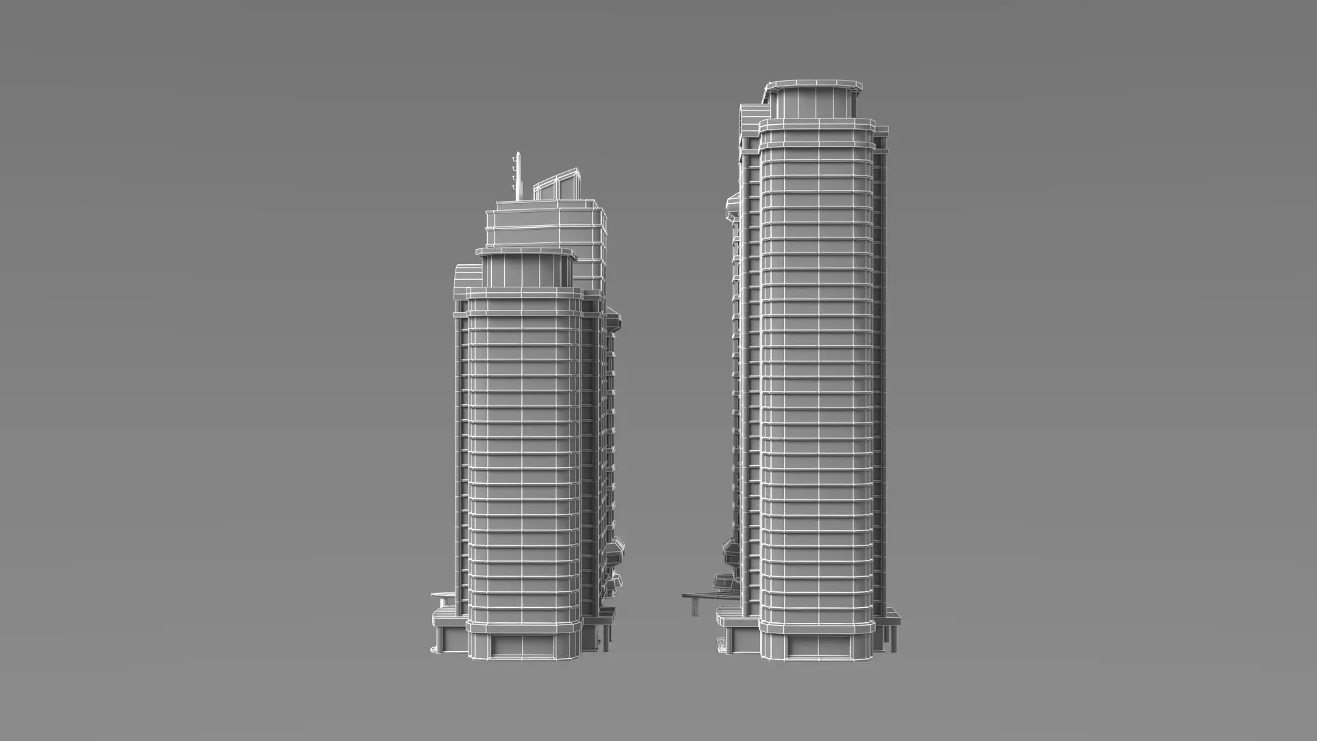 City Buildings Modular Urban Architecture Pack 3D model_18