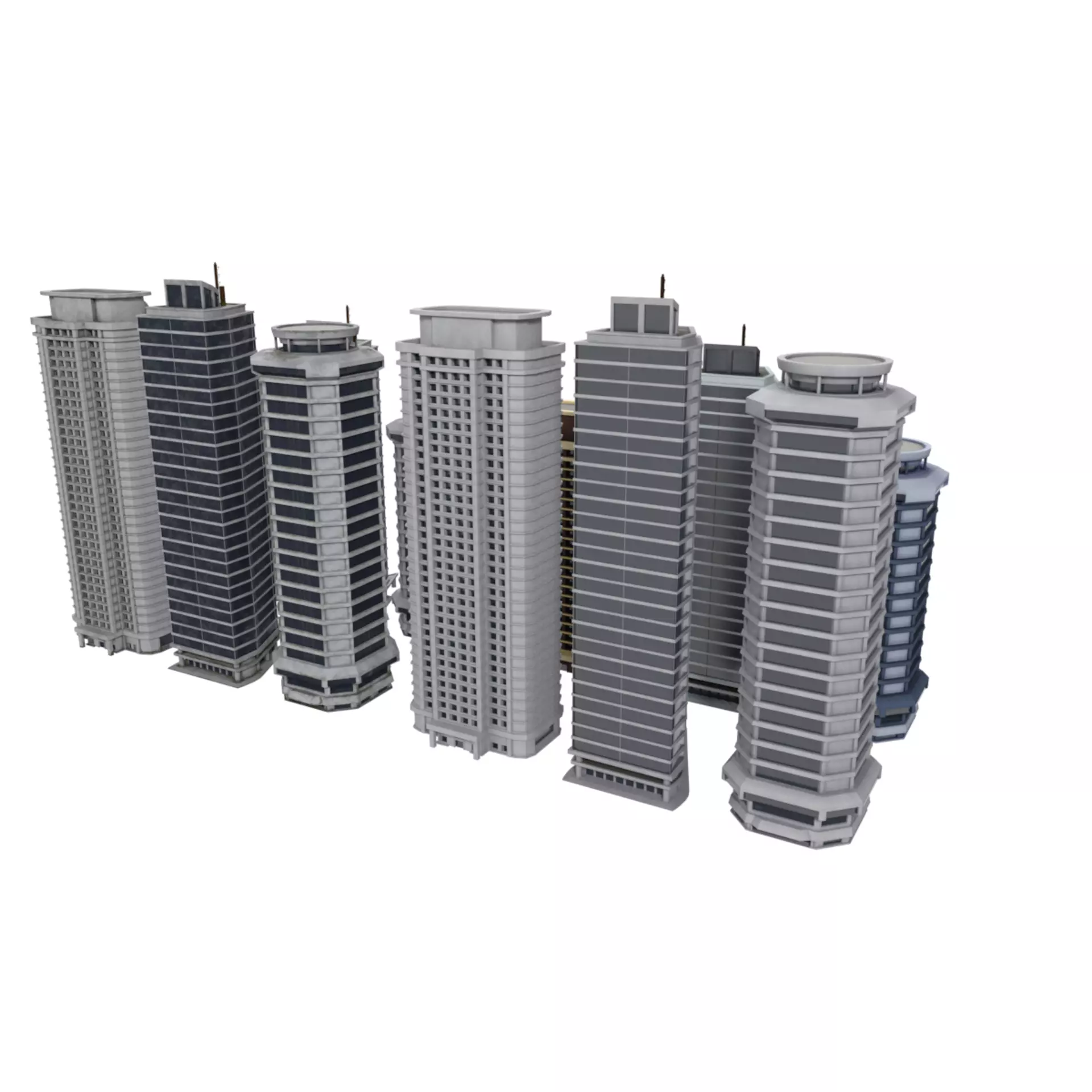 City Buildings Modular Urban Architecture Pack 3D model_13