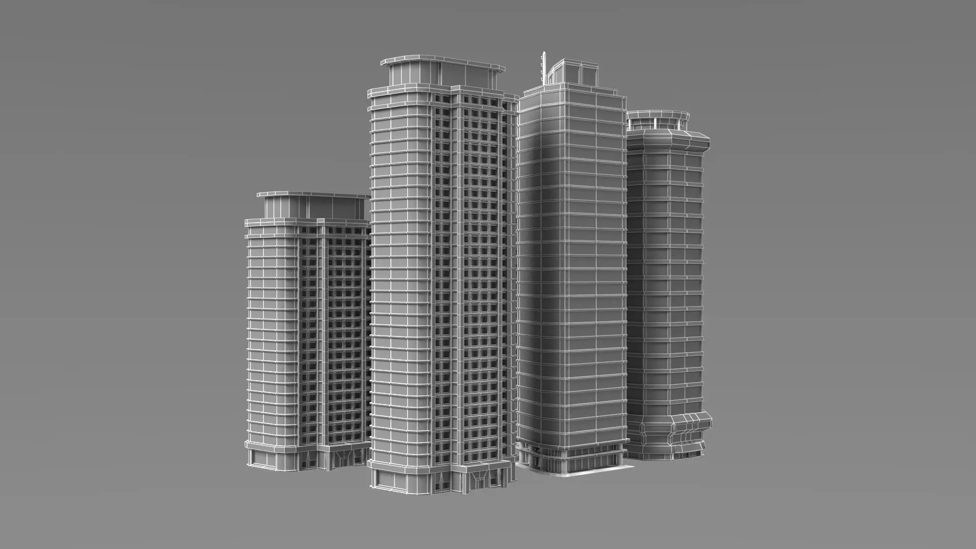 City Buildings Modular Urban Architecture Pack 3D model_16
