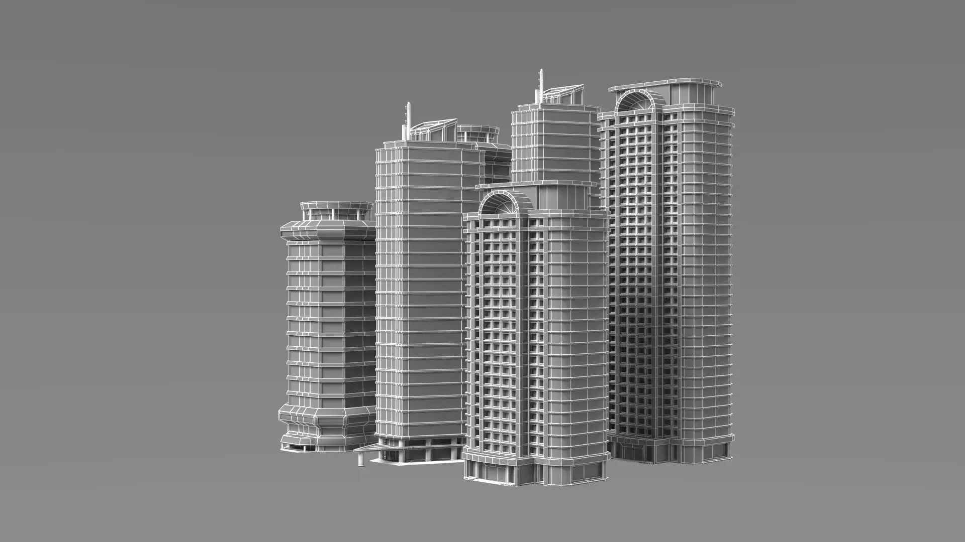 City Buildings Modular Urban Architecture Pack 3D model_22