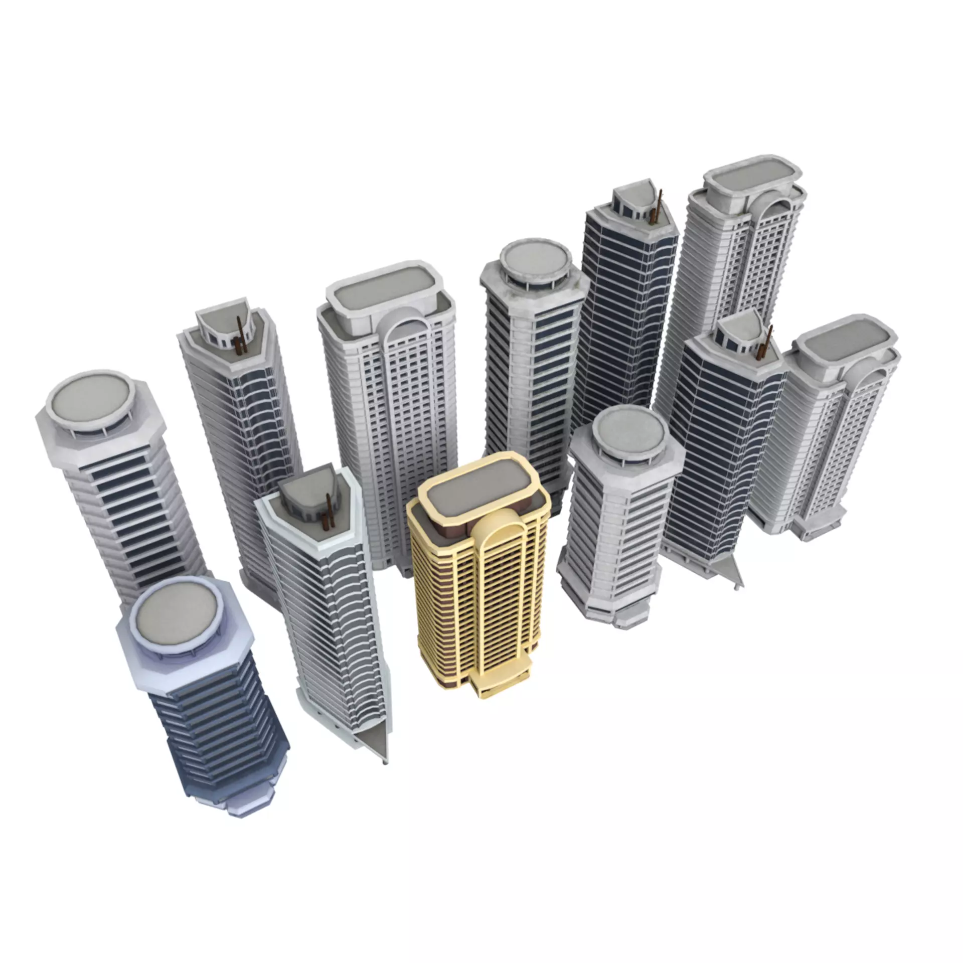 City Buildings Modular Urban Architecture Pack 3D model_11