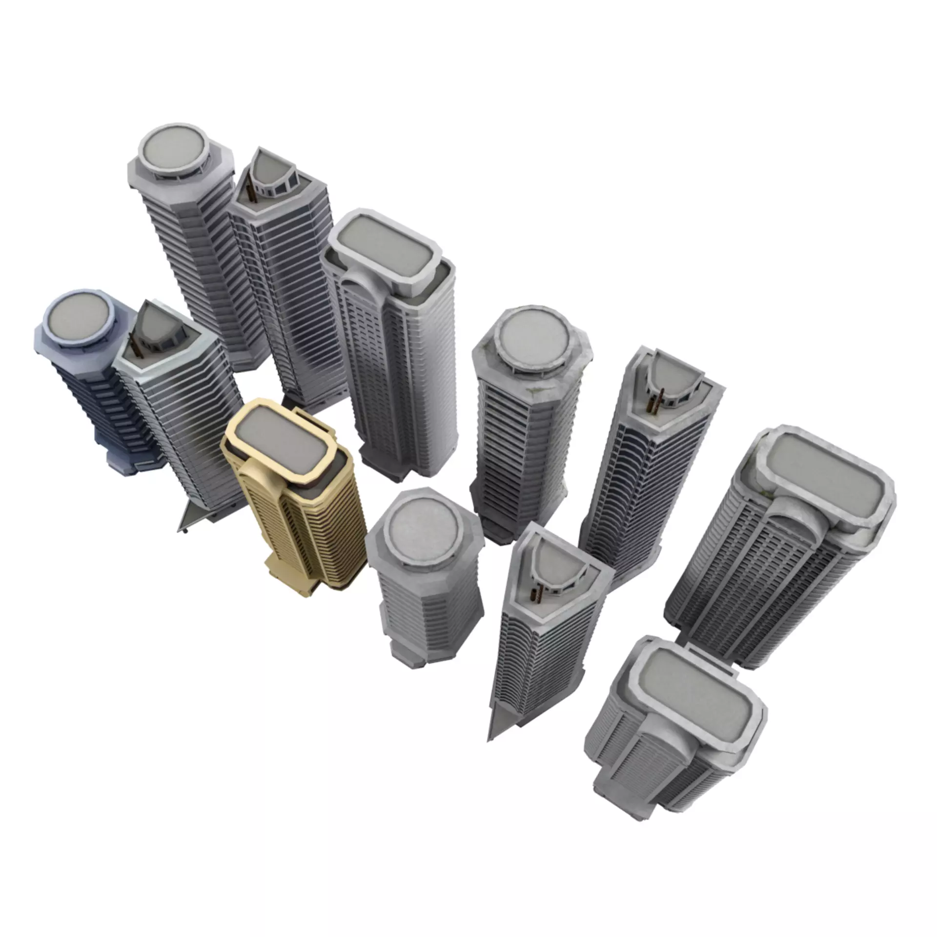 City Buildings Modular Urban Architecture Pack 3D model_14