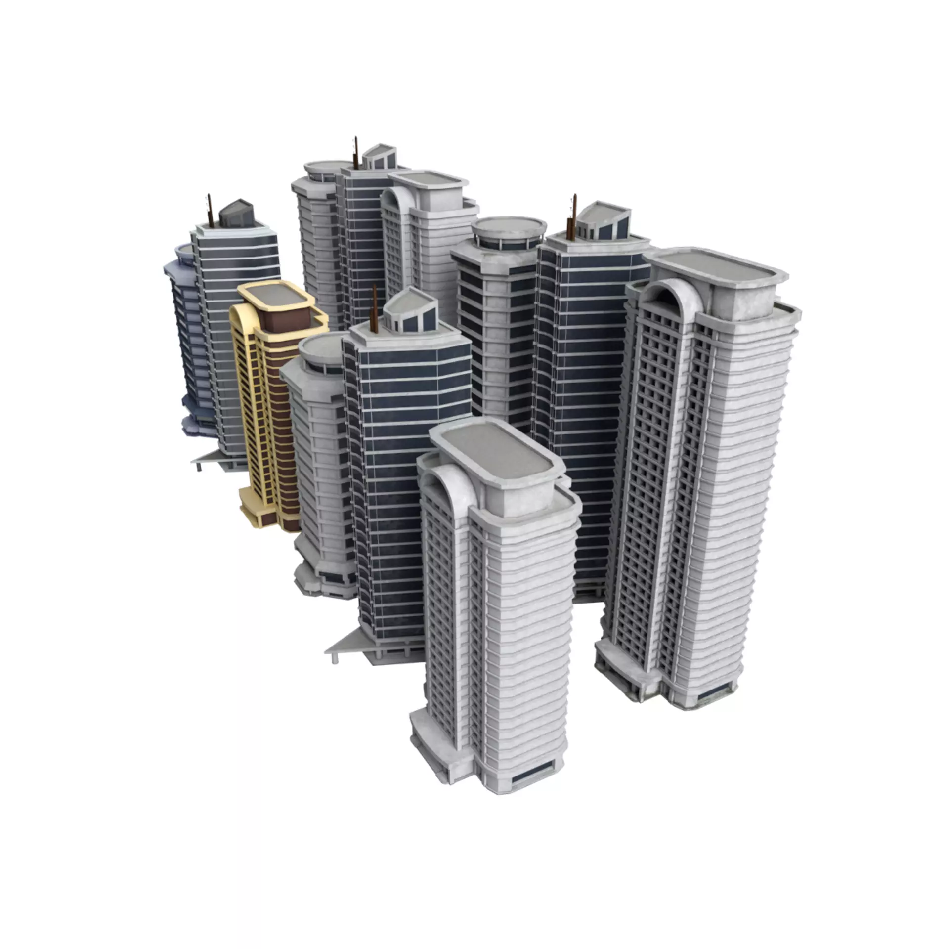 City Buildings Modular Urban Architecture Pack 3D model_9