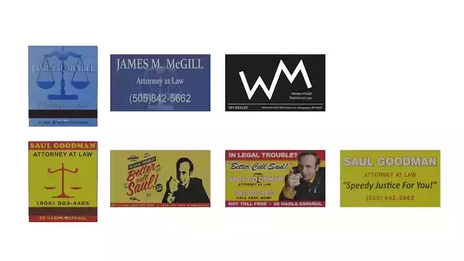 Better Call Saul Business Cards and Matchbooks 3D model