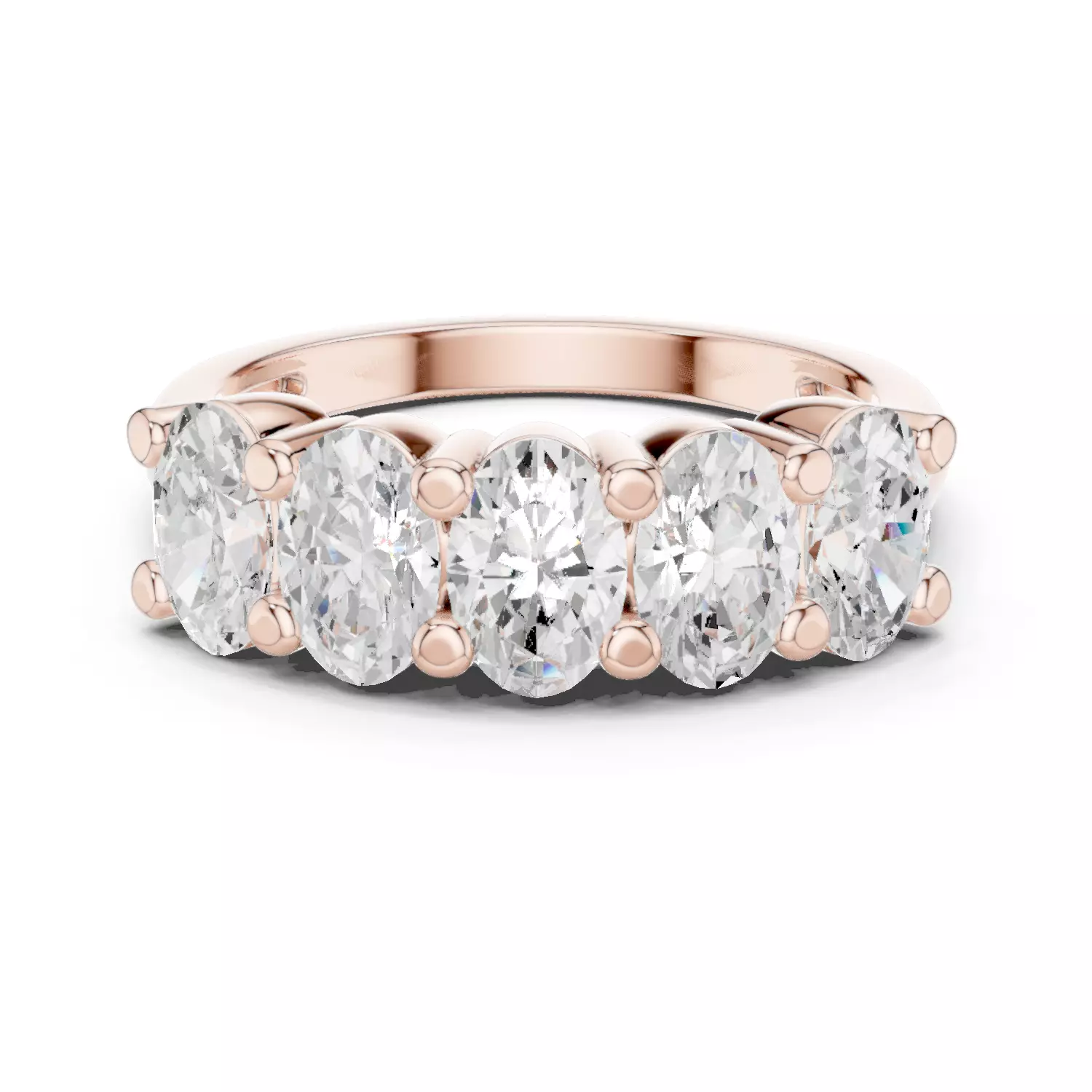 6x4mm Oval Cut Five Diamond Wedding Band 3DM STL Video 3D print model_12