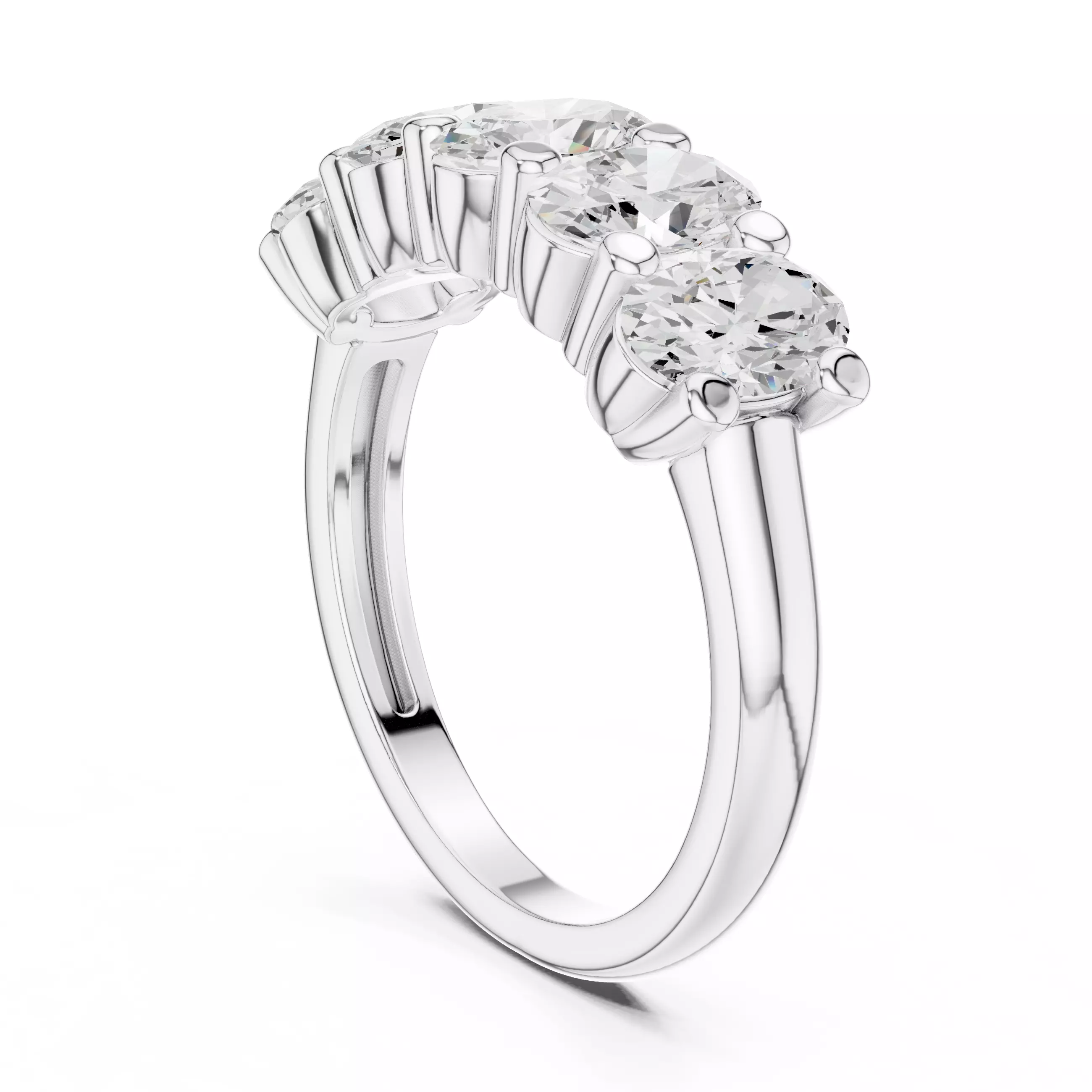 6x4mm Oval Cut Five Diamond Wedding Band 3DM STL Video 3D print model_9