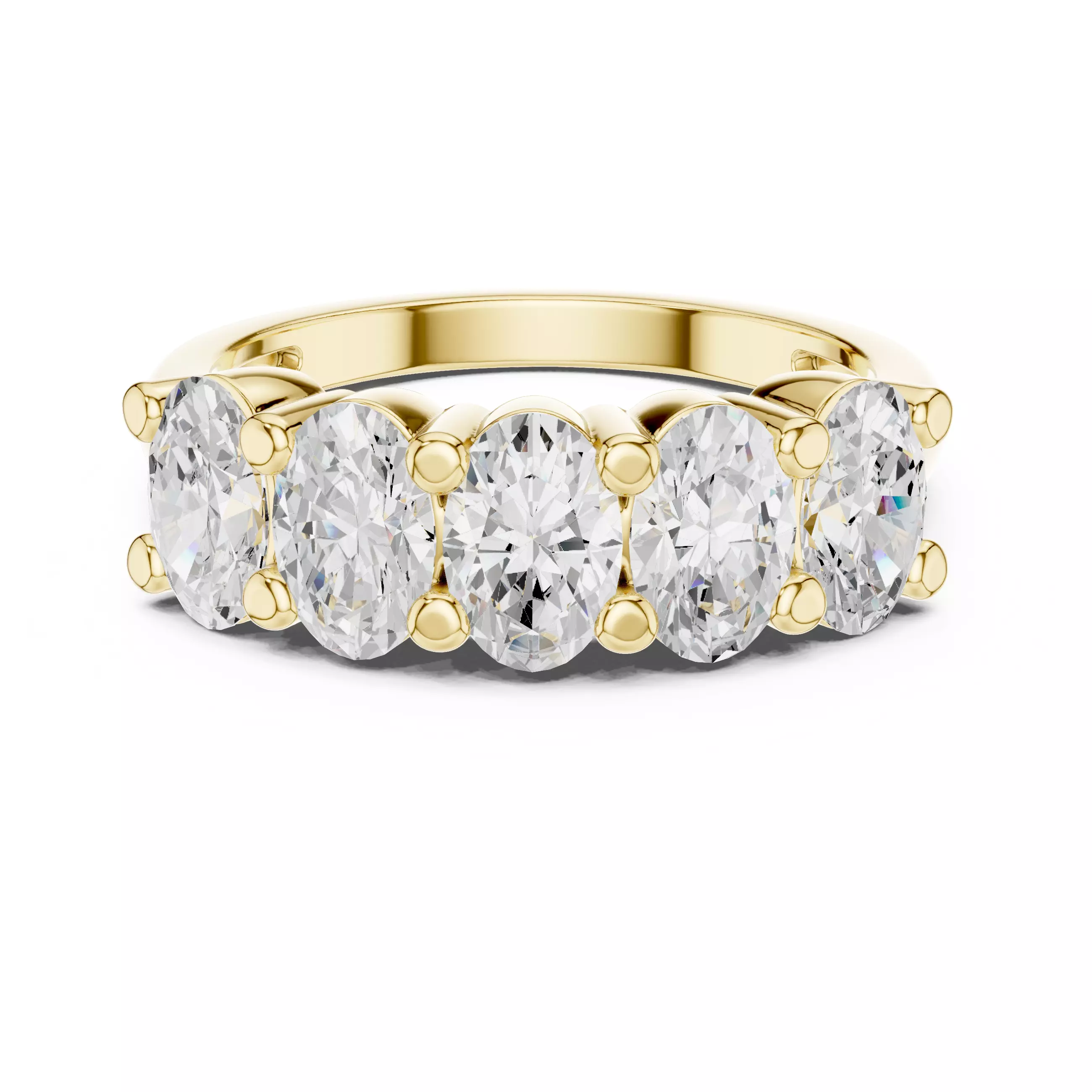 6x4mm Oval Cut Five Diamond Wedding Band 3DM STL Video 3D print model_1