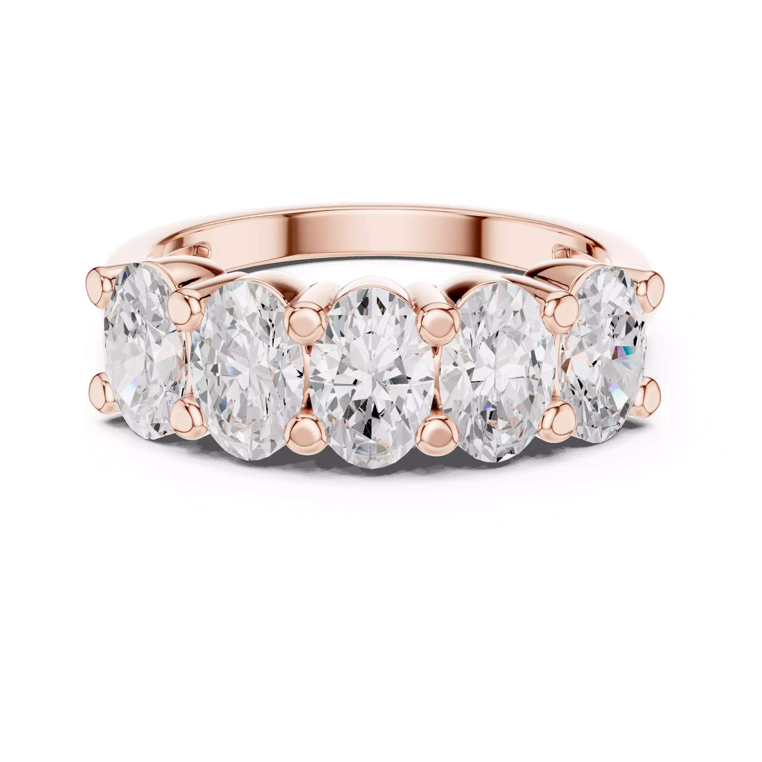 6x4mm Oval Cut Five Diamond Wedding Band 3DM STL Video 3D print model_0