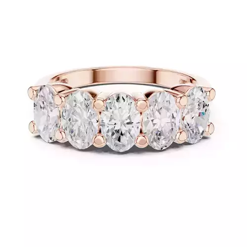 6x4mm Oval Cut Five Diamond Wedding Band 3DM STL Video 3D print model