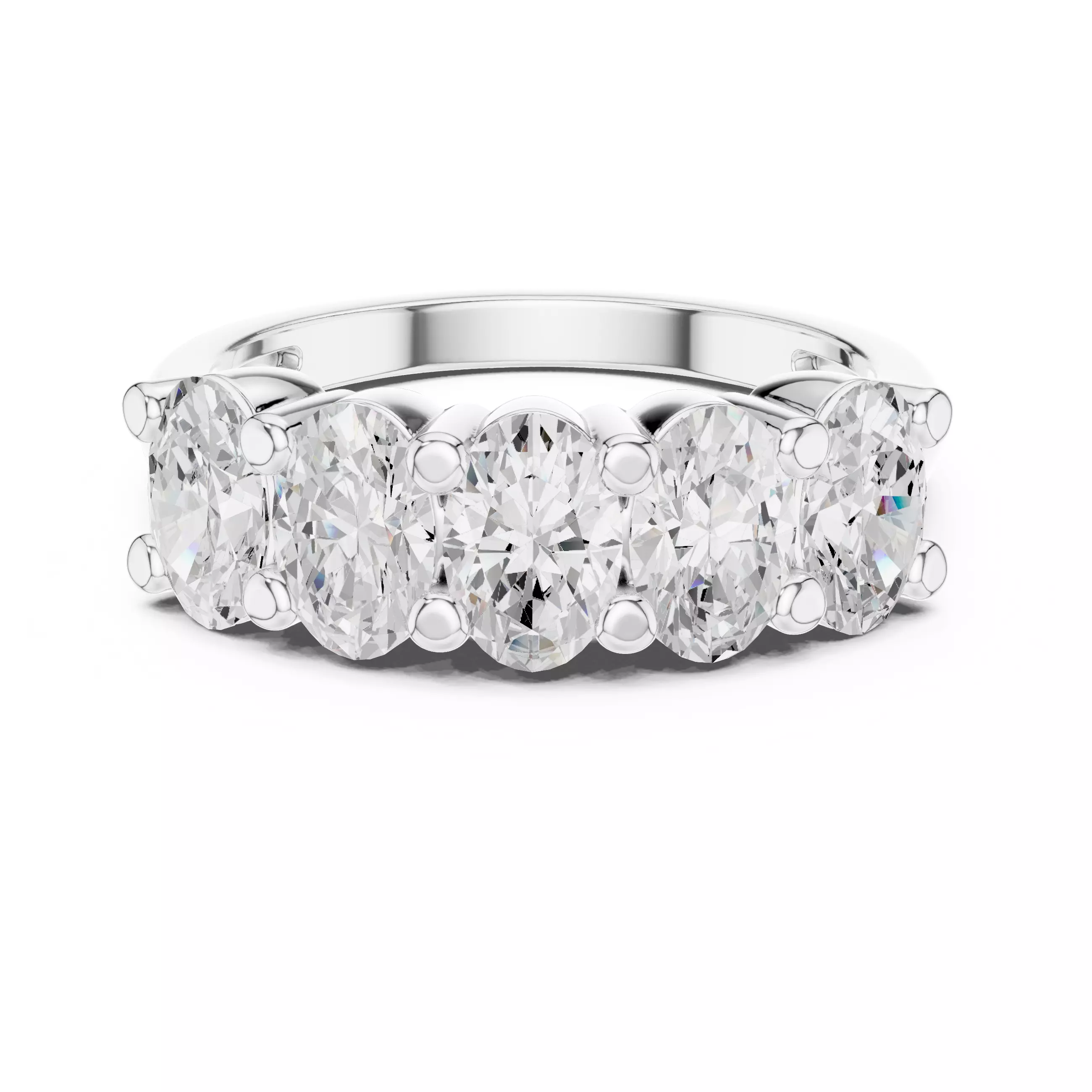 6x4mm Oval Cut Five Diamond Wedding Band 3DM STL Video 3D print model_2