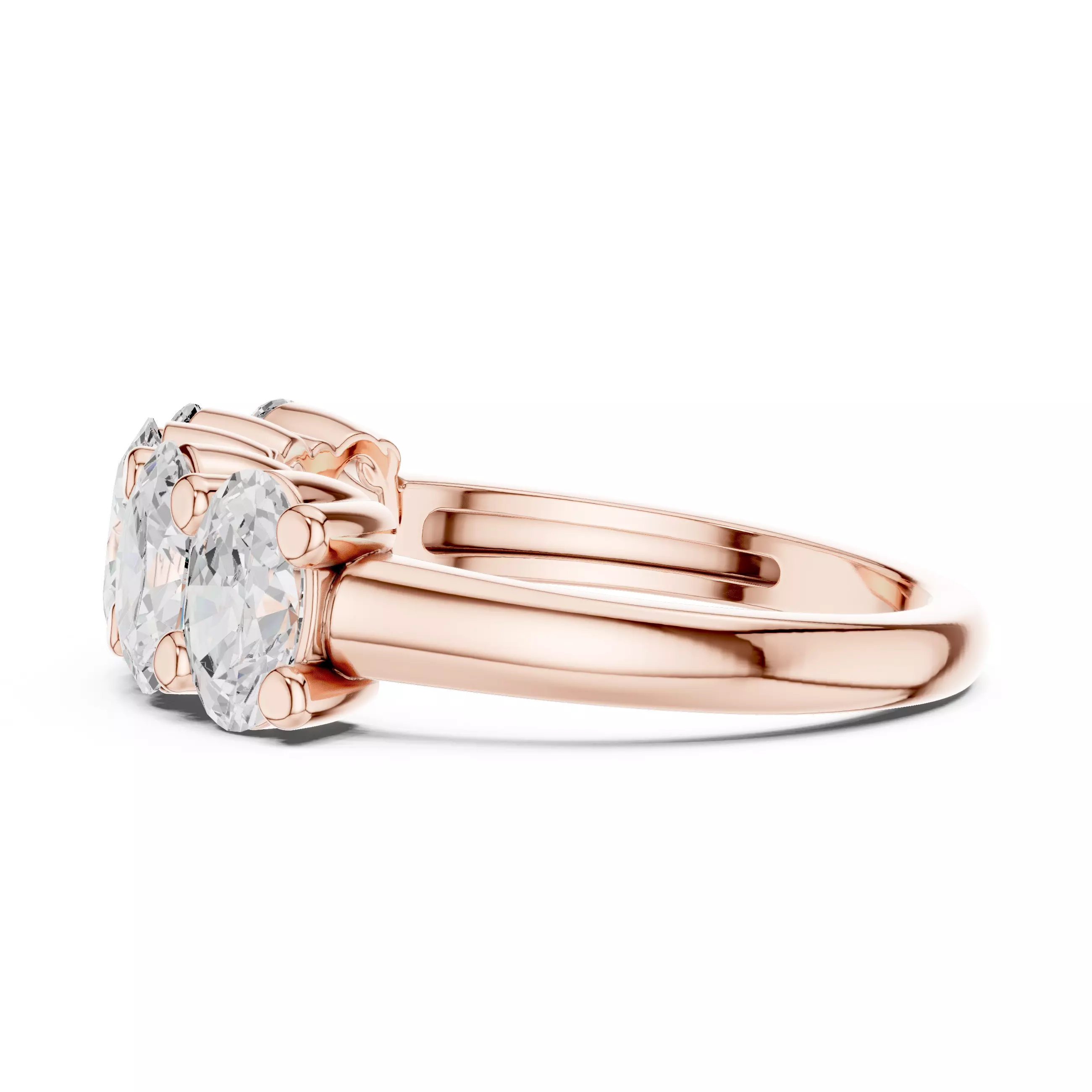 6x4mm Oval Cut Five Diamond Wedding Band 3DM STL Video 3D print model_5