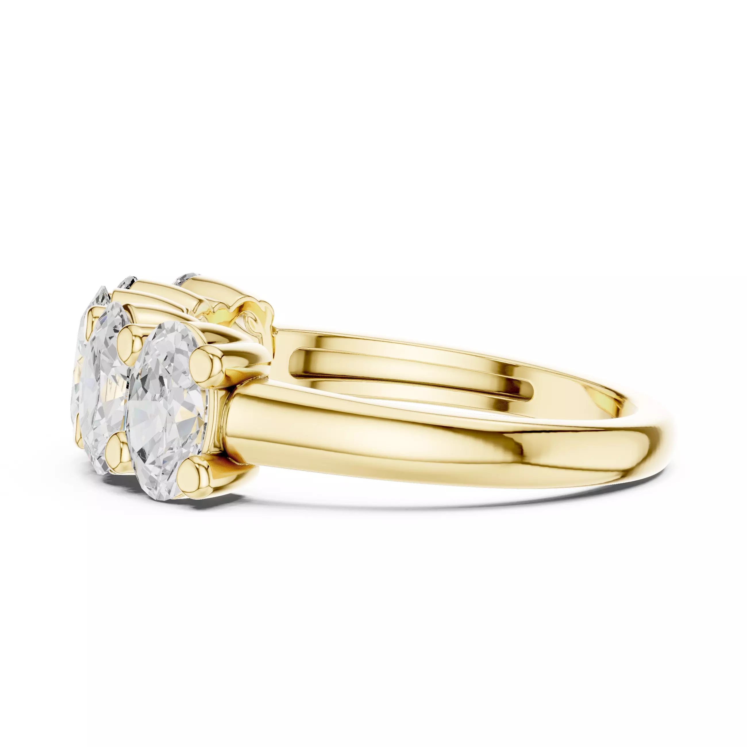 6x4mm Oval Cut Five Diamond Wedding Band 3DM STL Video 3D print model_8