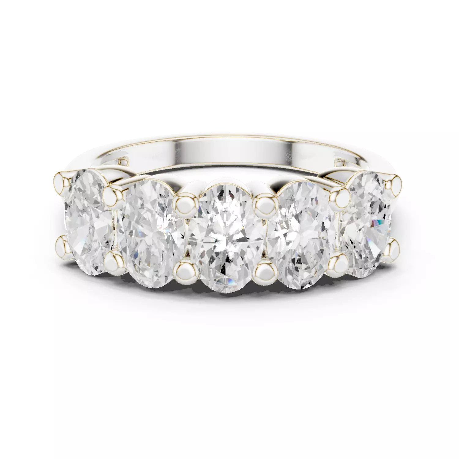 6x4mm Oval Cut Five Diamond Wedding Band 3DM STL Video 3D print model_14