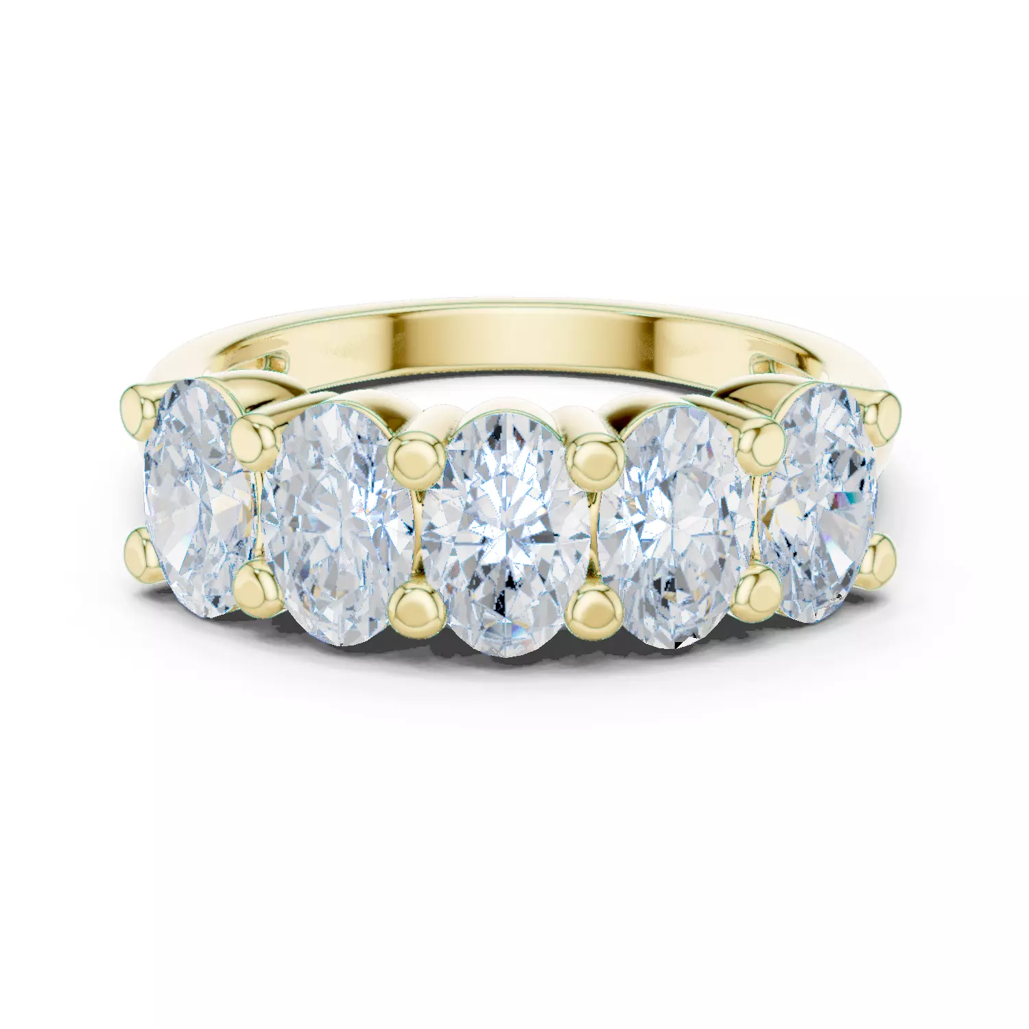 6x4mm Oval Cut Five Diamond Wedding Band 3DM STL Video 3D print model_13