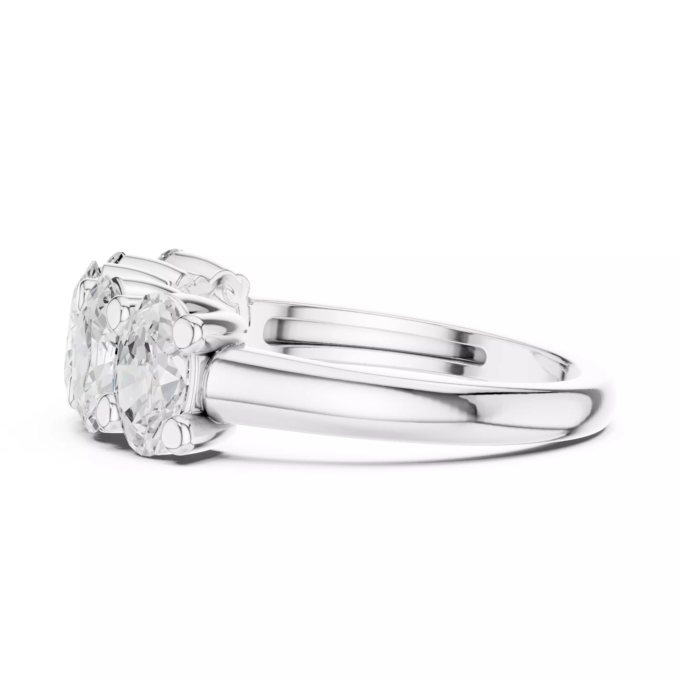 6x4mm Oval Cut Five Diamond Wedding Band 3DM STL Video 3D print model_11