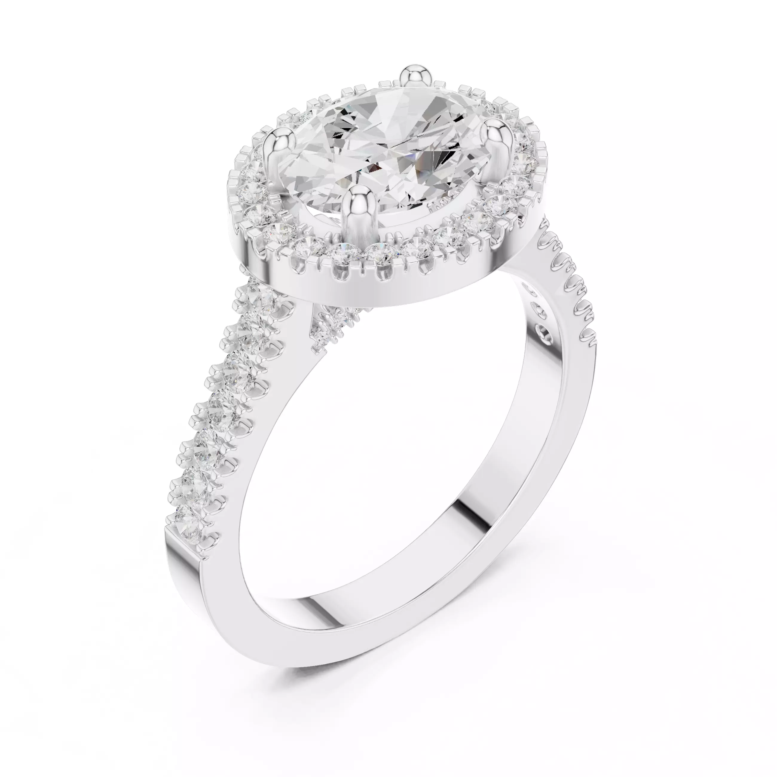 East West Oval Cut Halo Cathedral Wedding Ring 3DM STL Video 3D print model_10