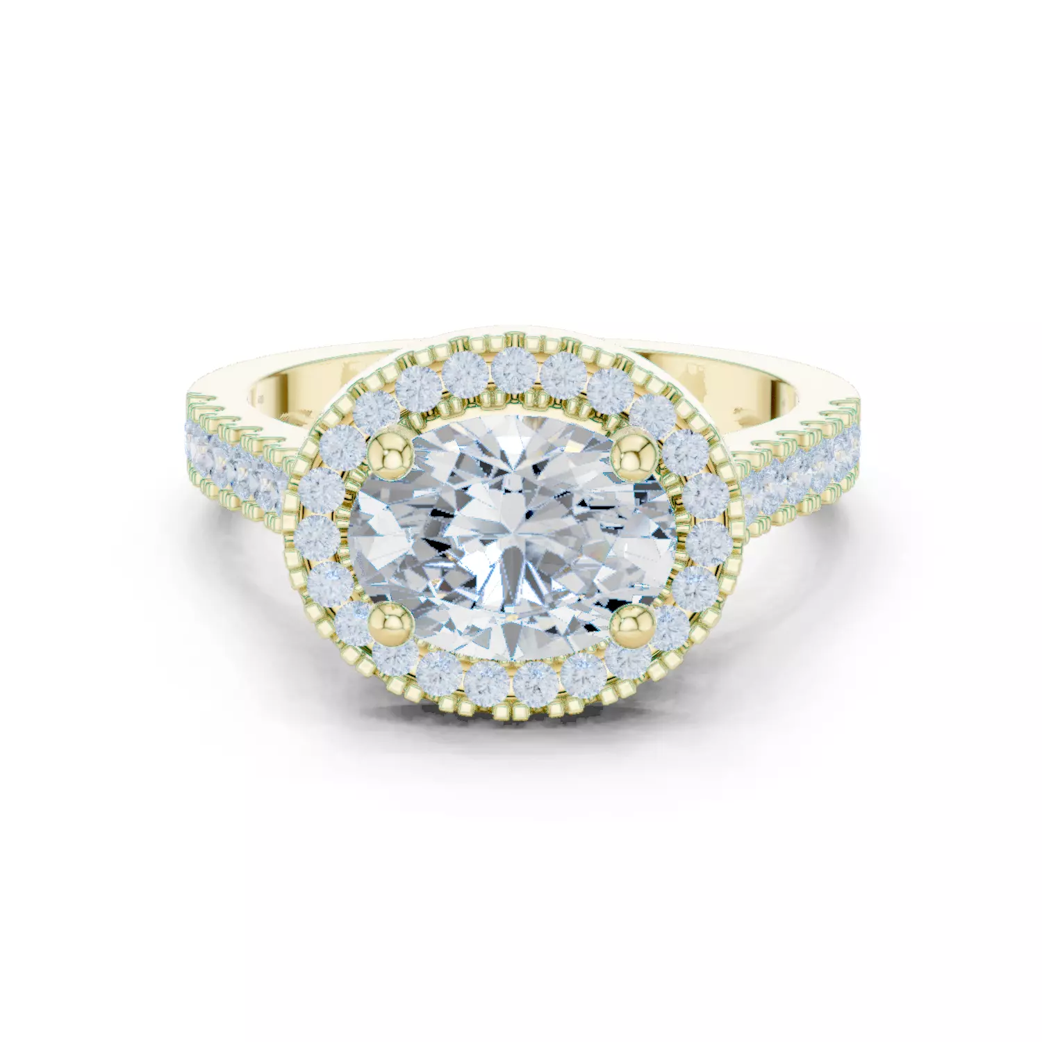 East West Oval Cut Halo Cathedral Wedding Ring 3DM STL Video 3D print model_13