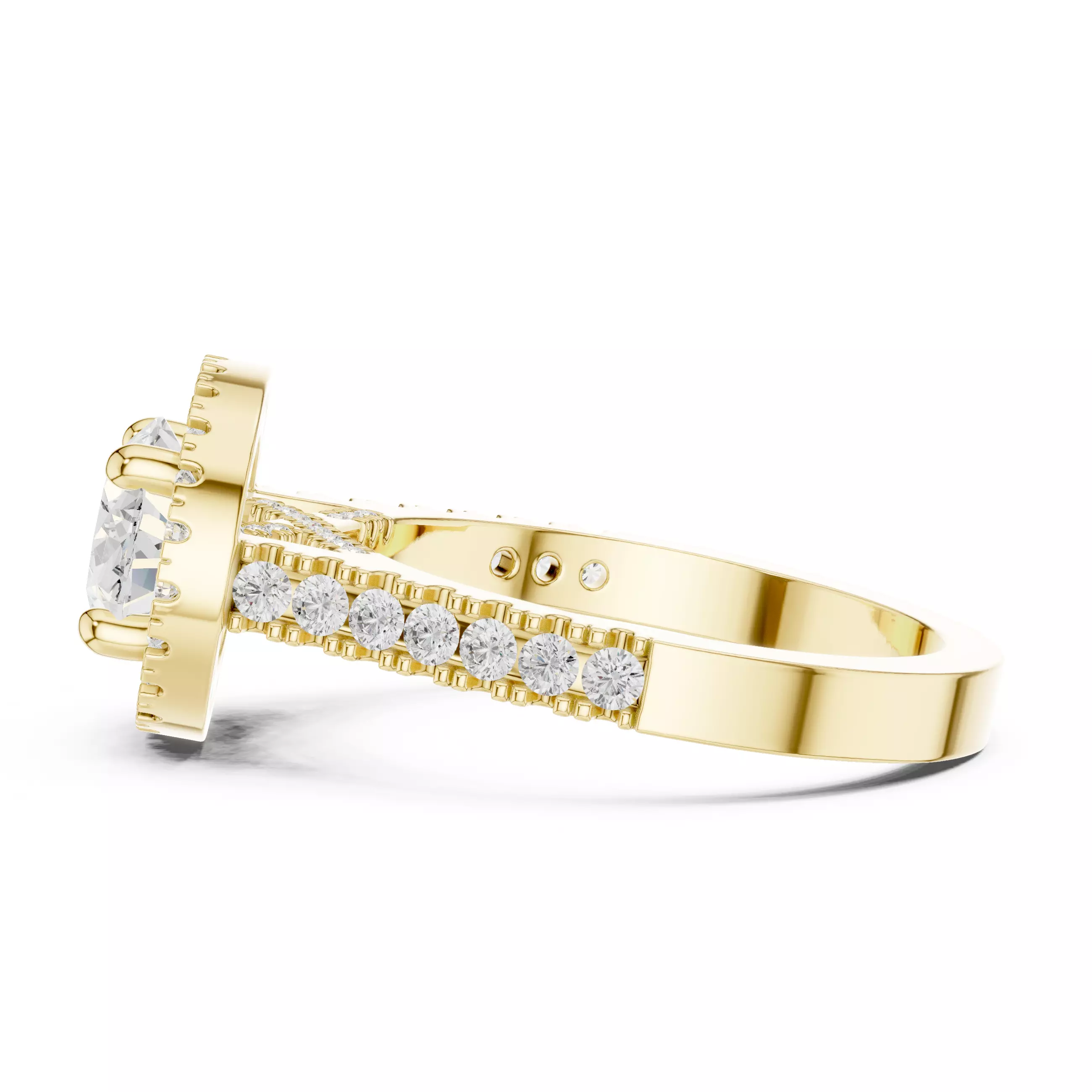 East West Oval Cut Halo Cathedral Wedding Ring 3DM STL Video 3D print model_8