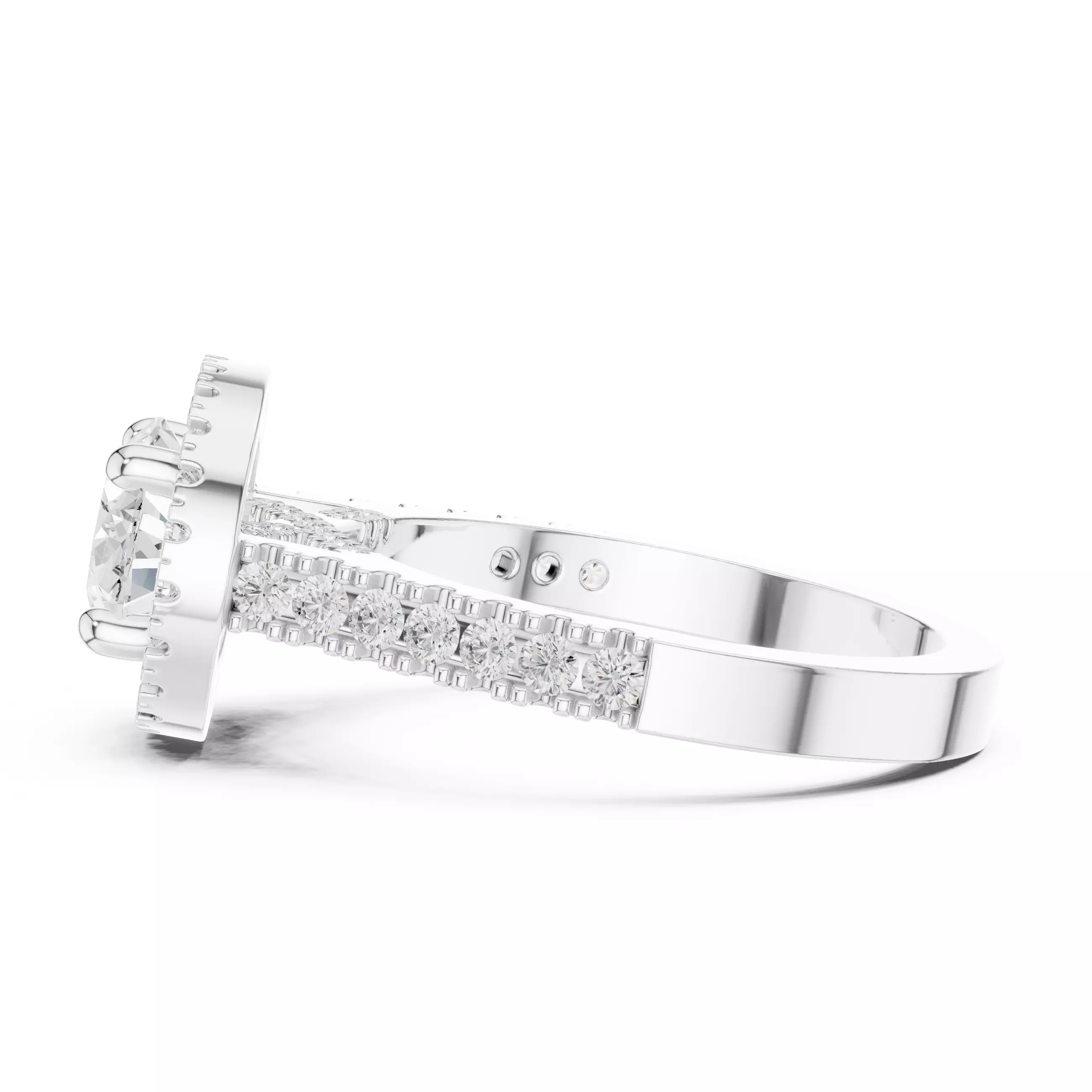 East West Oval Cut Halo Cathedral Wedding Ring 3DM STL Video 3D print model_11