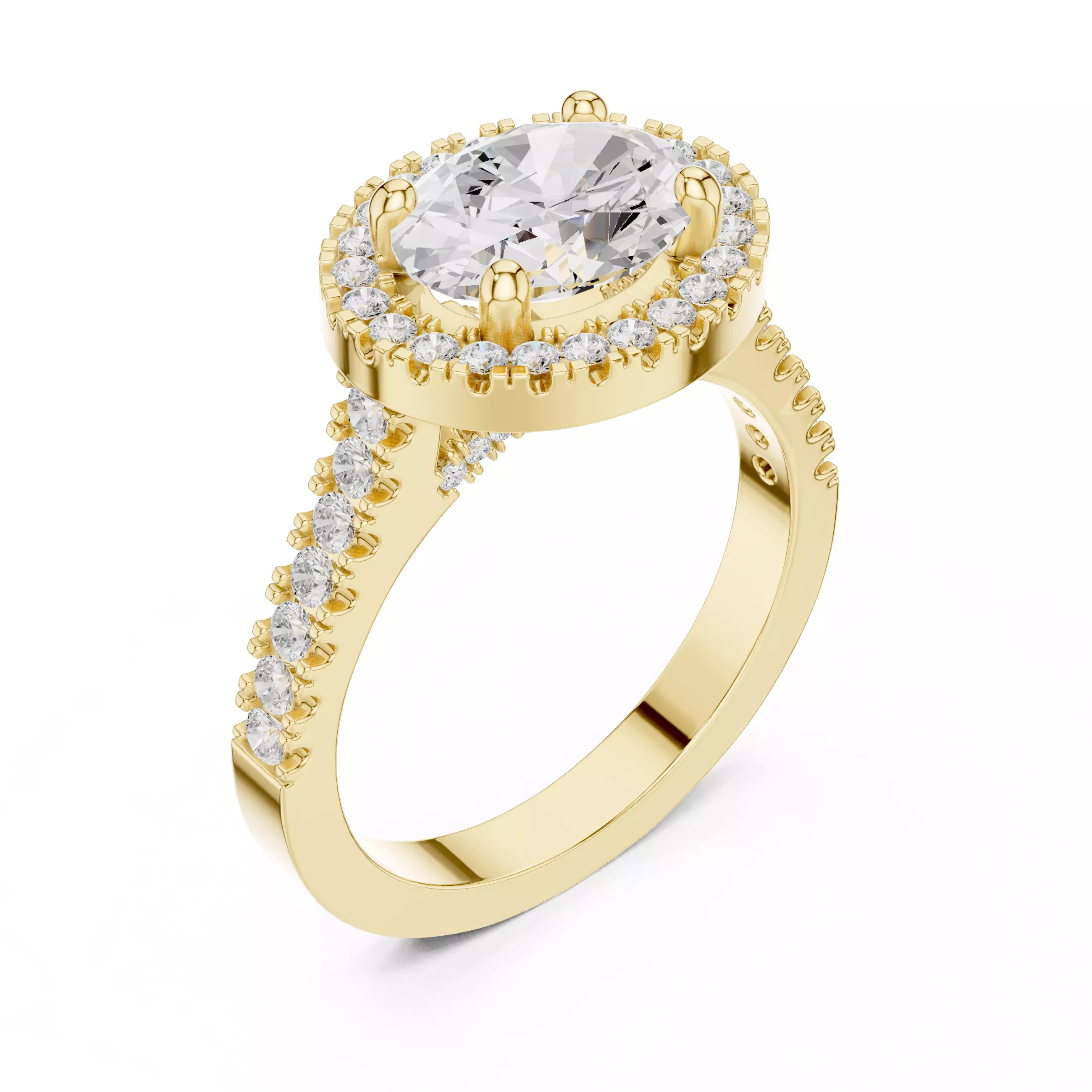 East West Oval Cut Halo Cathedral Wedding Ring 3DM STL Video 3D print model_7