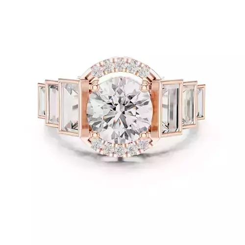 Bezel Set Baguette Cut Side Stone Engagement Ring 3DM STL Video 3D print model