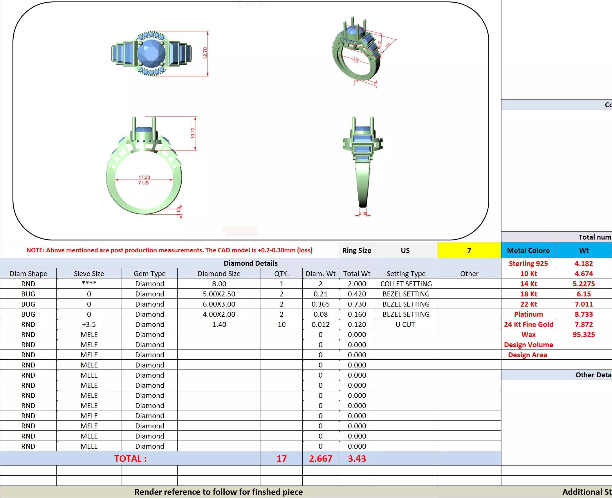 Bezel Set Baguette Cut Side Stone Engagement Ring 3DM STL Video 3D print model_16