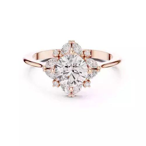 Round Cut Halo Diamond Engagement Wedding Ring 3DM STL Video