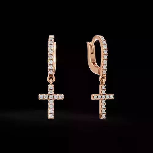 Elegant Cross Earrings 3D CAD Model for Jewelry Printing