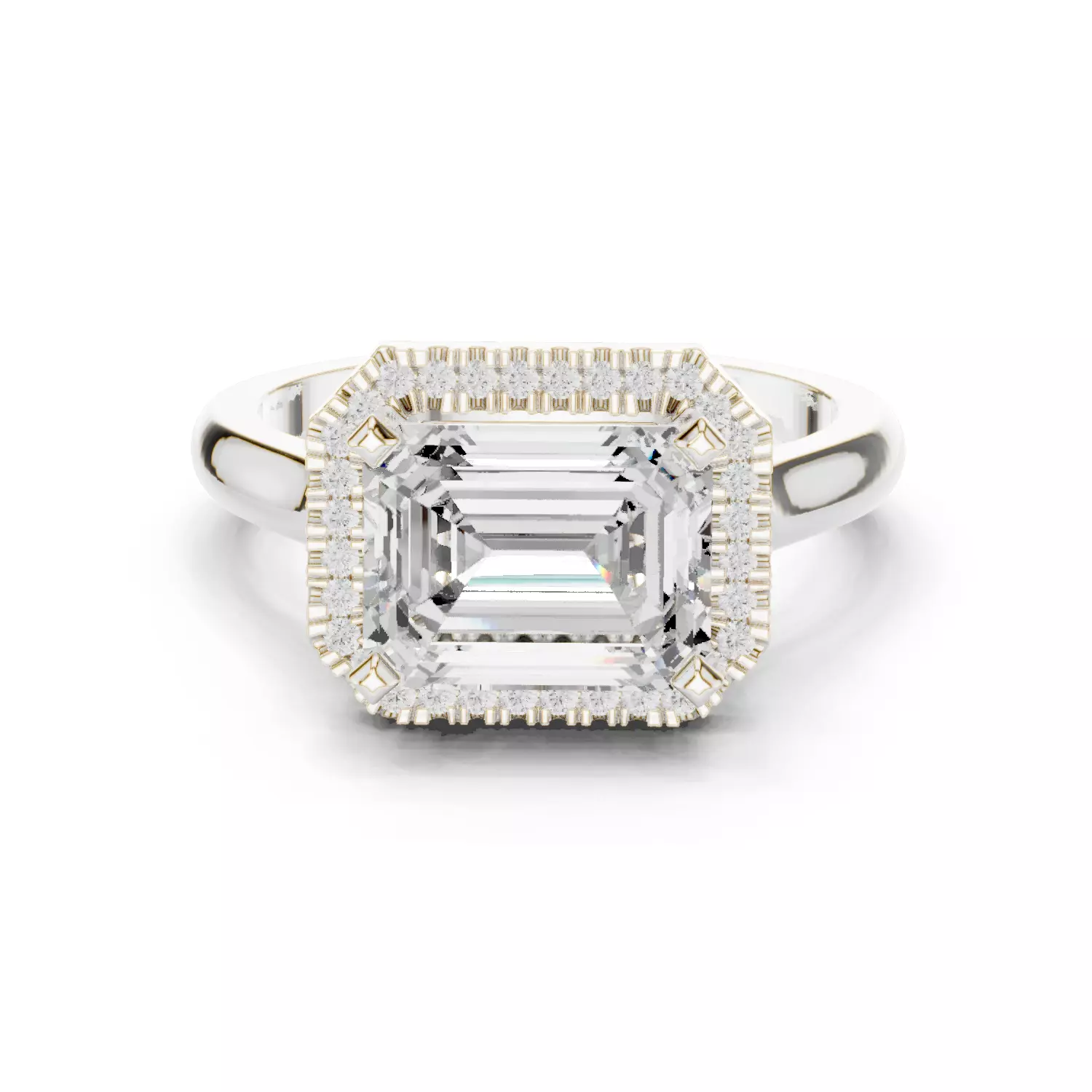 9x7mm Emerald Cut Diamond Engagement Wedding Ring 3DM STL Video 3D print model_14