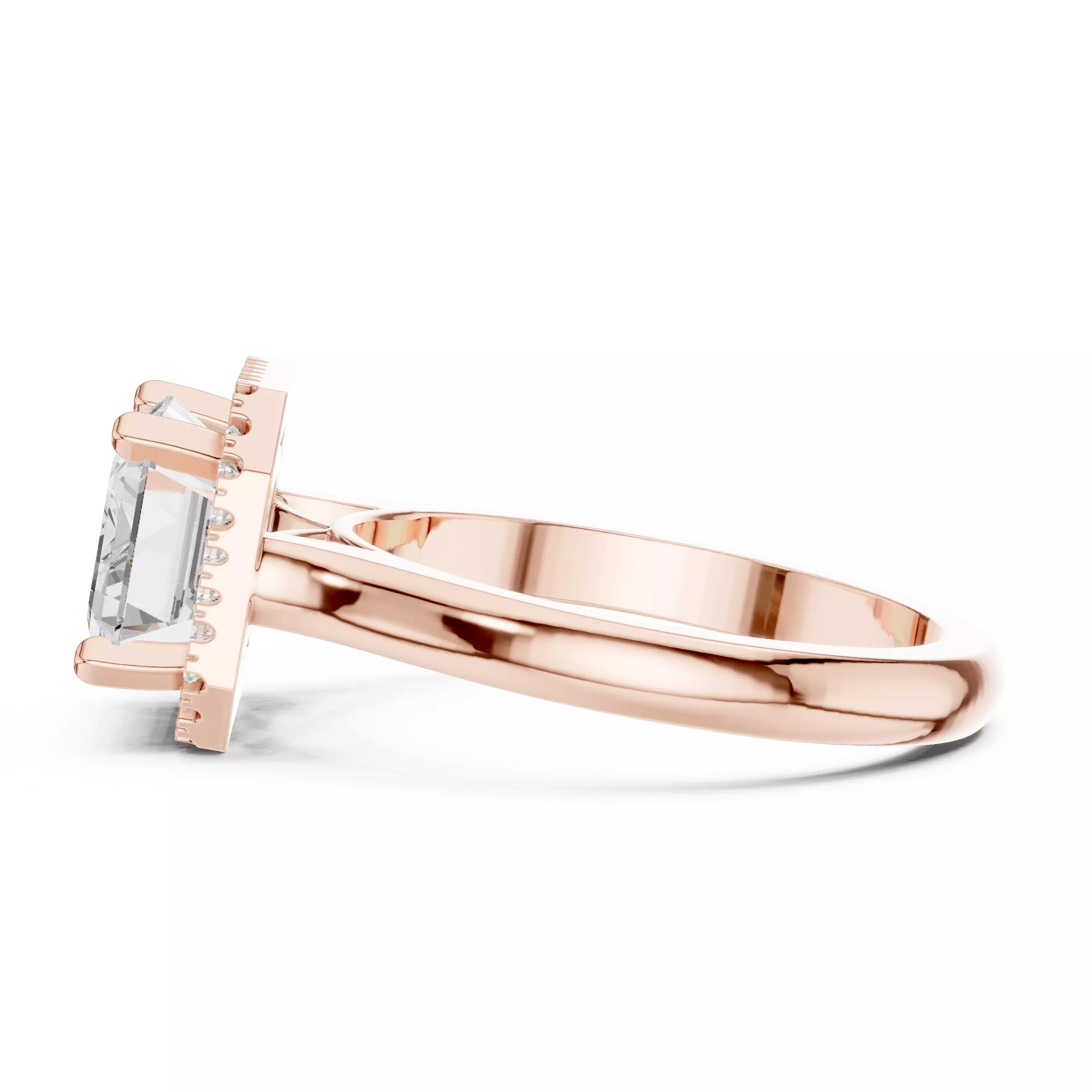 9x7mm Emerald Cut Diamond Engagement Wedding Ring 3DM STL Video 3D print model_5