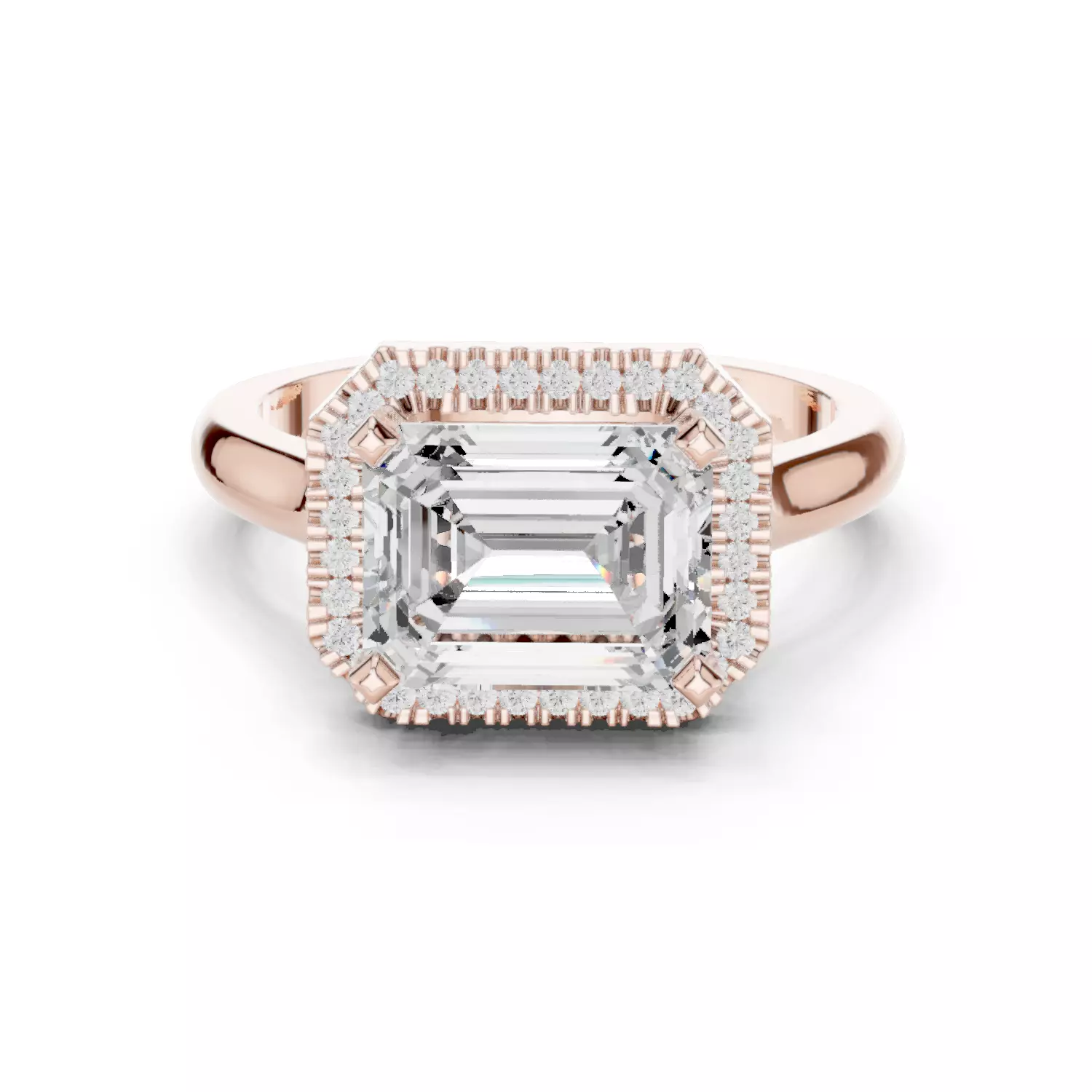 9x7mm Emerald Cut Diamond Engagement Wedding Ring 3DM STL Video 3D print model_12