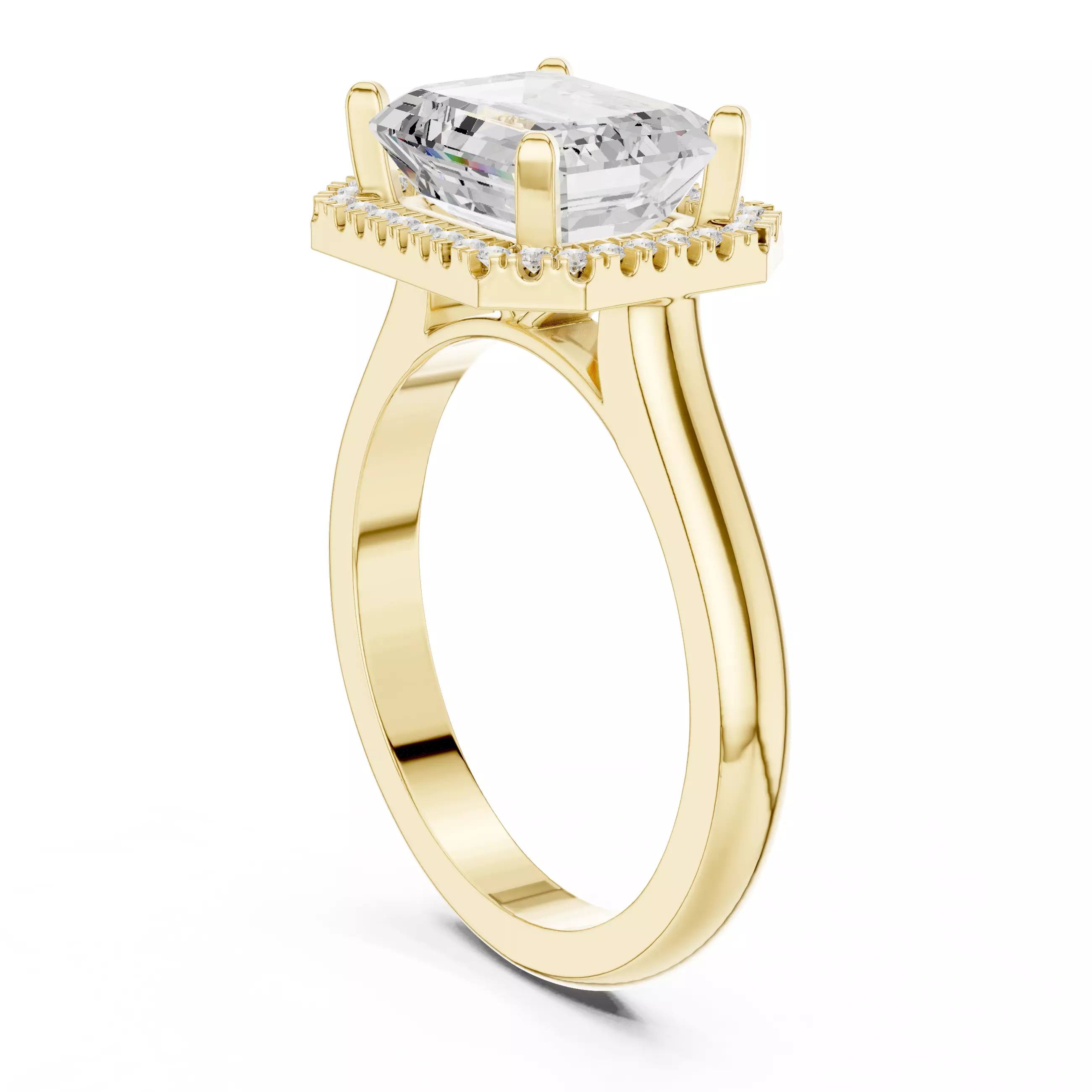 9x7mm Emerald Cut Diamond Engagement Wedding Ring 3DM STL Video 3D print model_6