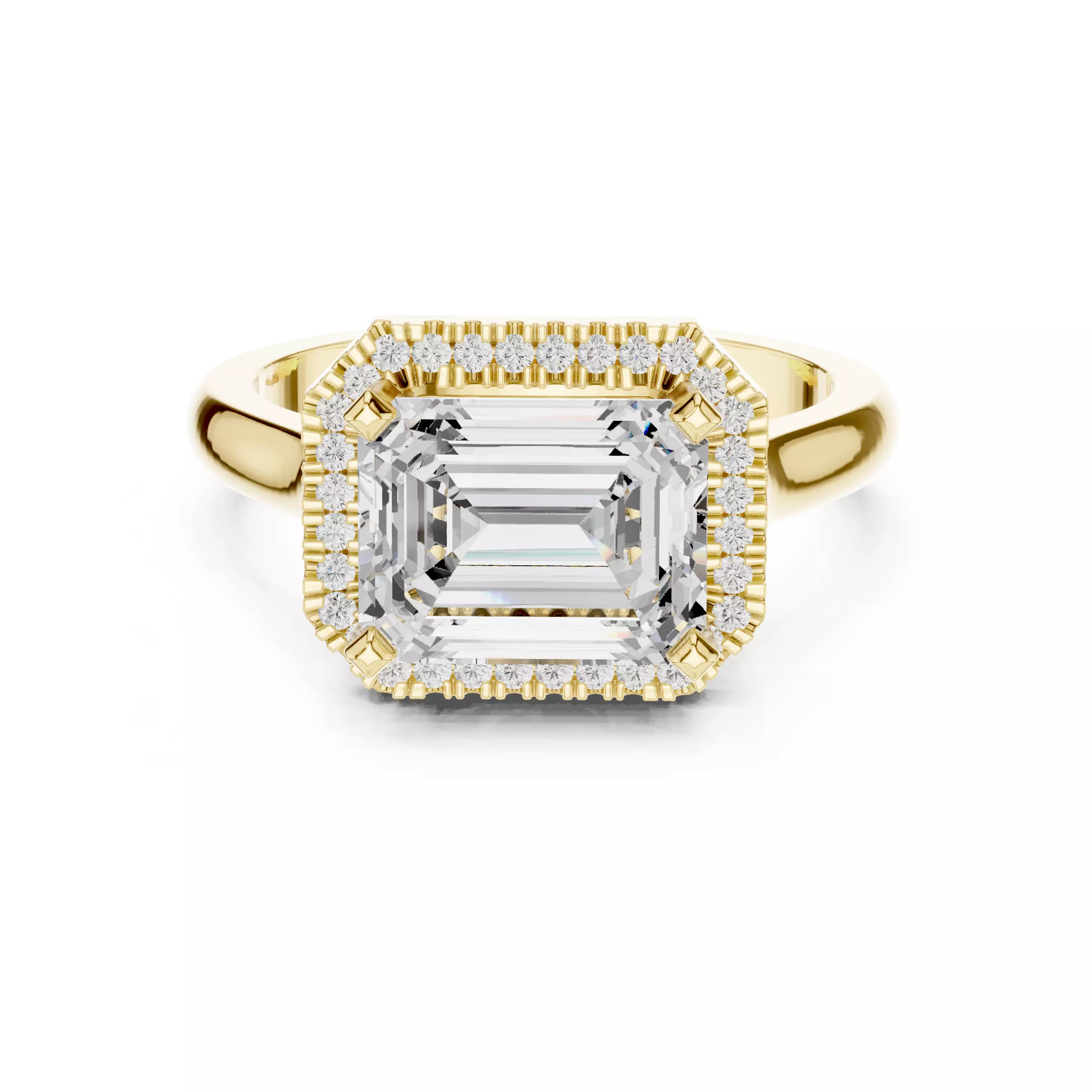 9x7mm Emerald Cut Diamond Engagement Wedding Ring 3DM STL Video 3D print model_1