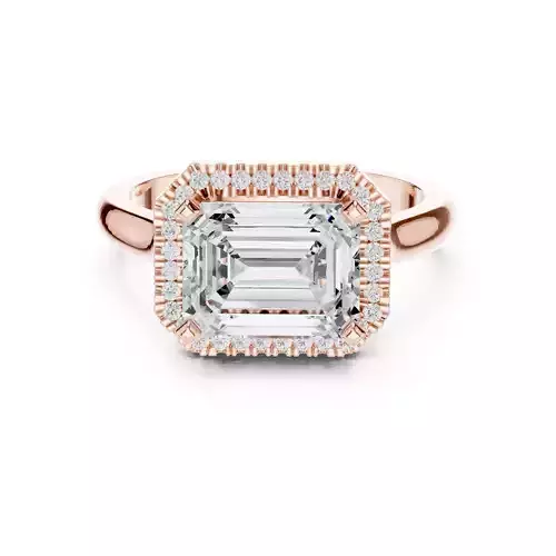 9x7mm Emerald Cut Diamond Engagement Wedding Ring 3DM STL Video 3D print model