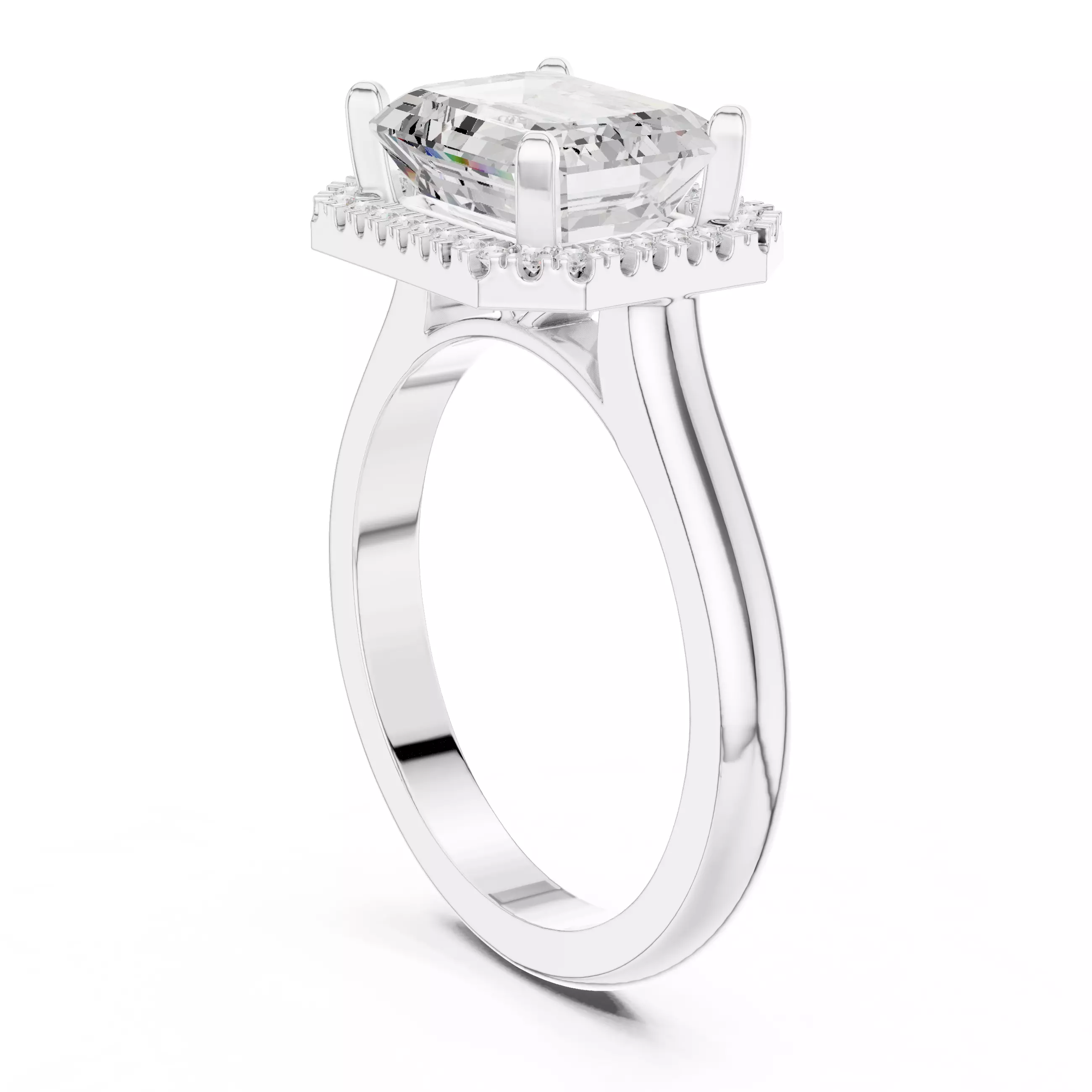 9x7mm Emerald Cut Diamond Engagement Wedding Ring 3DM STL Video 3D print model_9