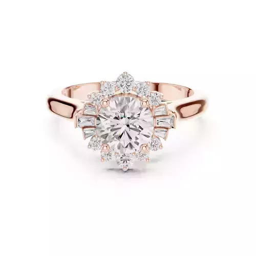 Round and Baguette Cut Diamond Engagement Ring 3DM STL Video