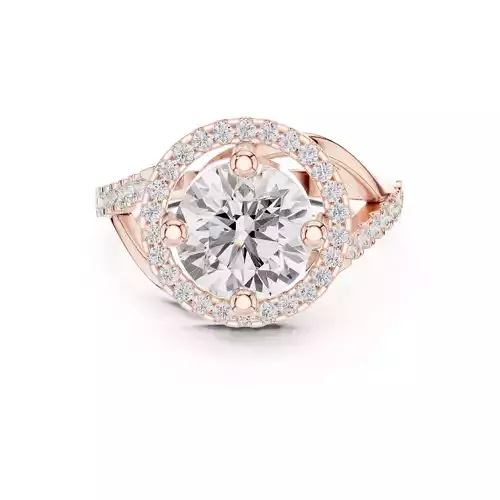 Pave Split Shank Round Cut Engagement Wedding Ring 3DM STL Video