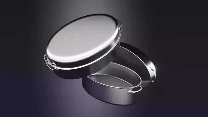 aluminum roasting pan cookware 3d prop for barbeque 3D model