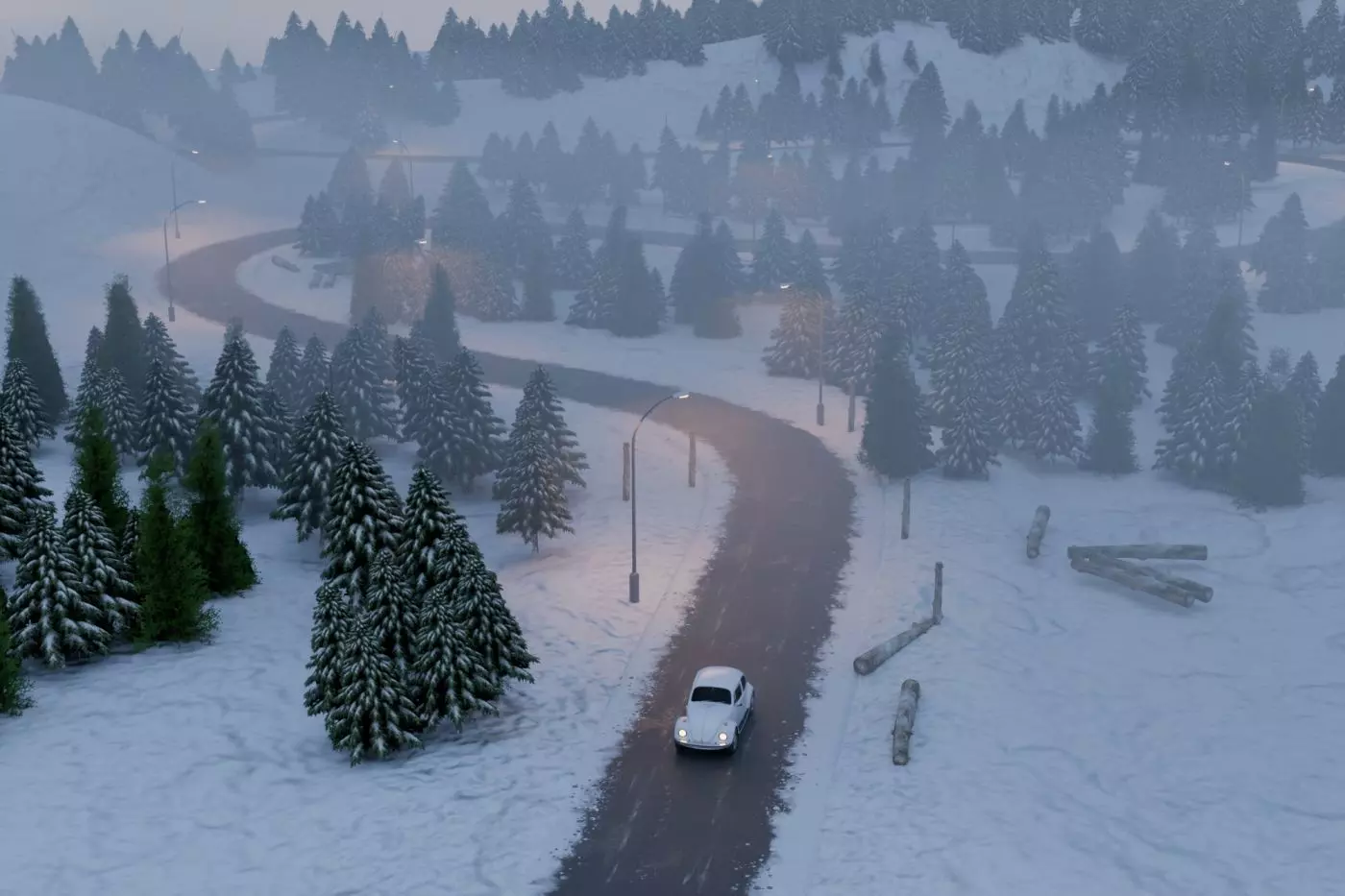 Snowy Highway 3D model_10