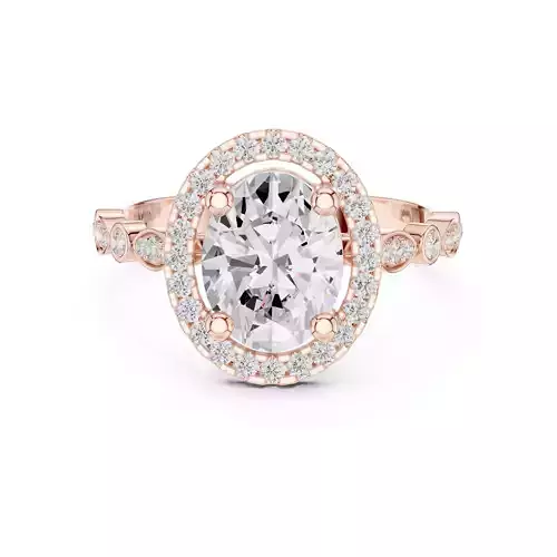 9x7mm Oval Cut Halo Engagement Wedding Ring 3DM STL Video