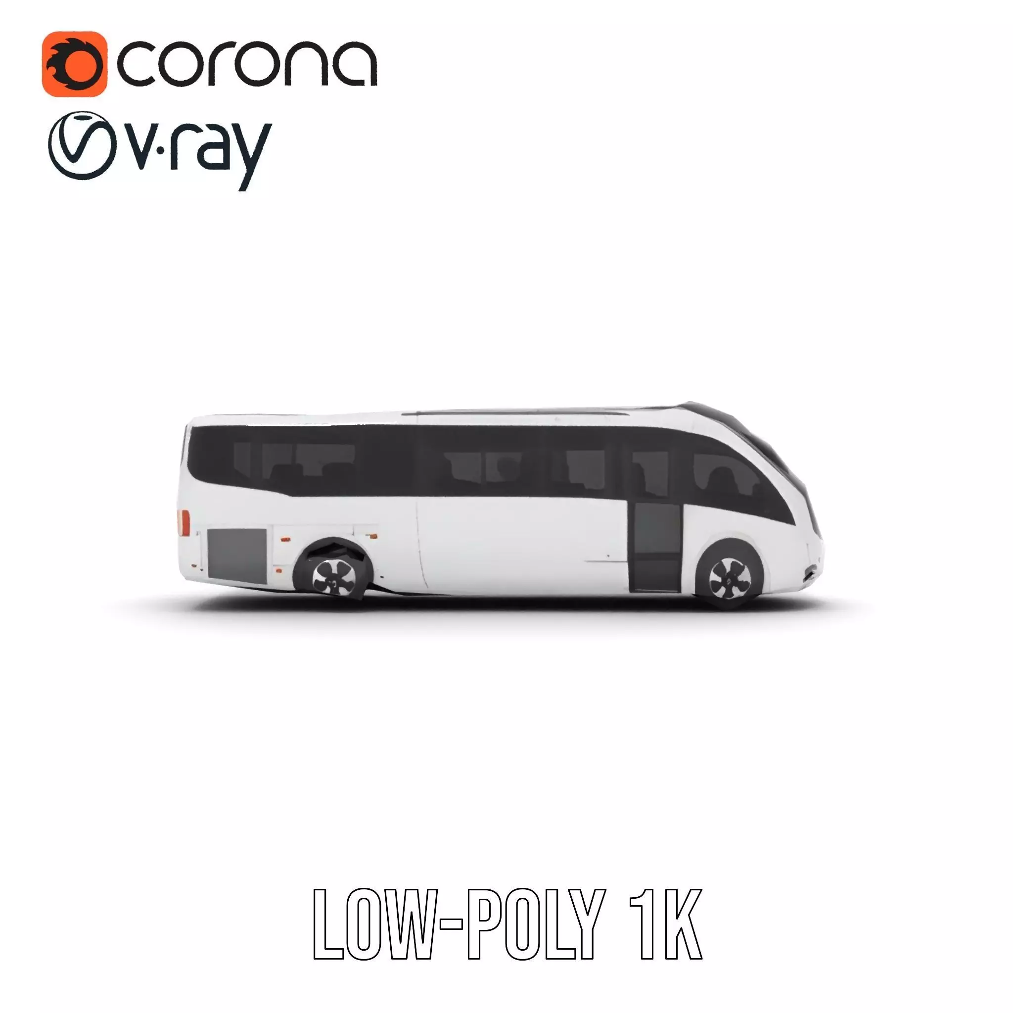 Futuristic White Bus model pack Low-poly 3D model_14