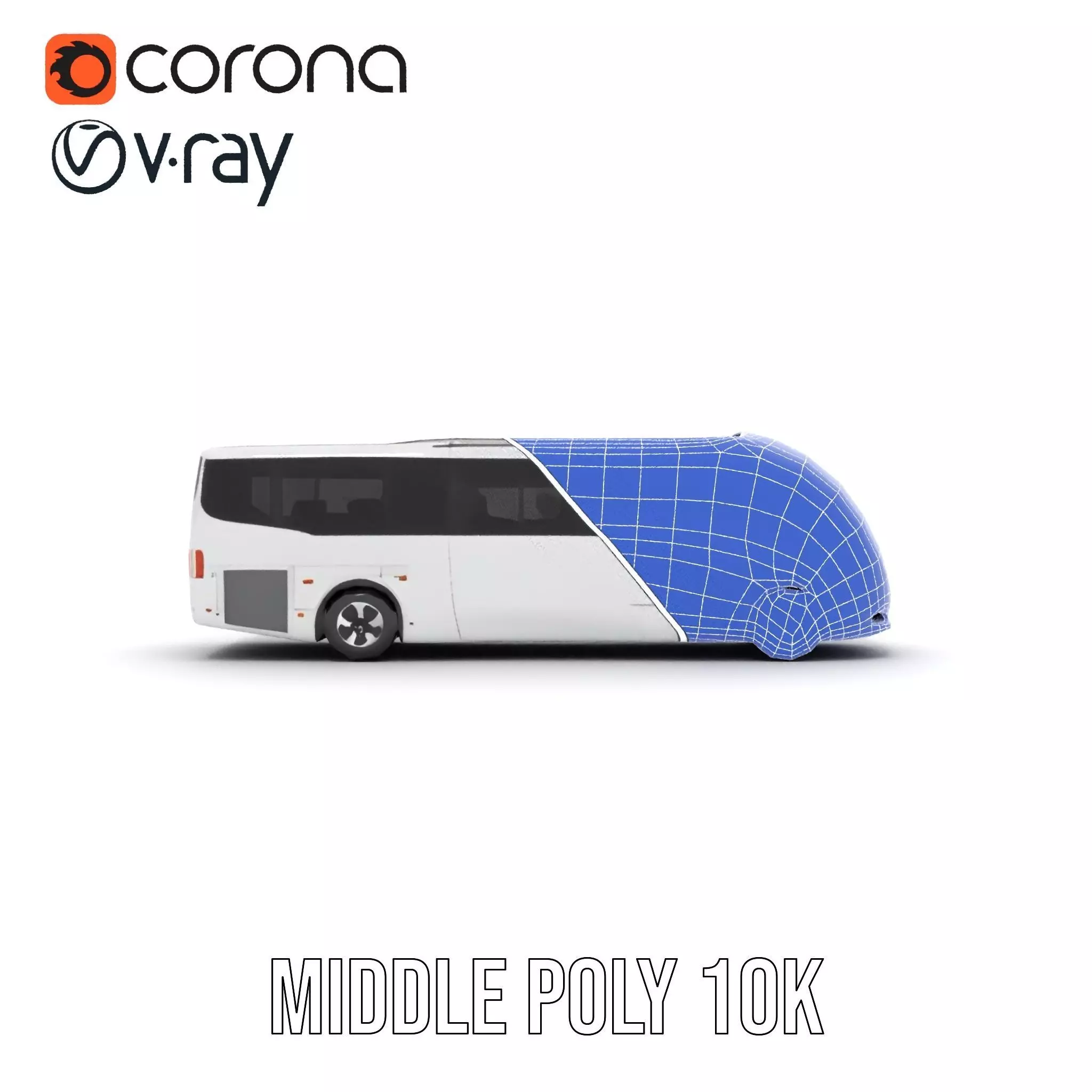 Futuristic White Bus model pack Low-poly 3D model_30