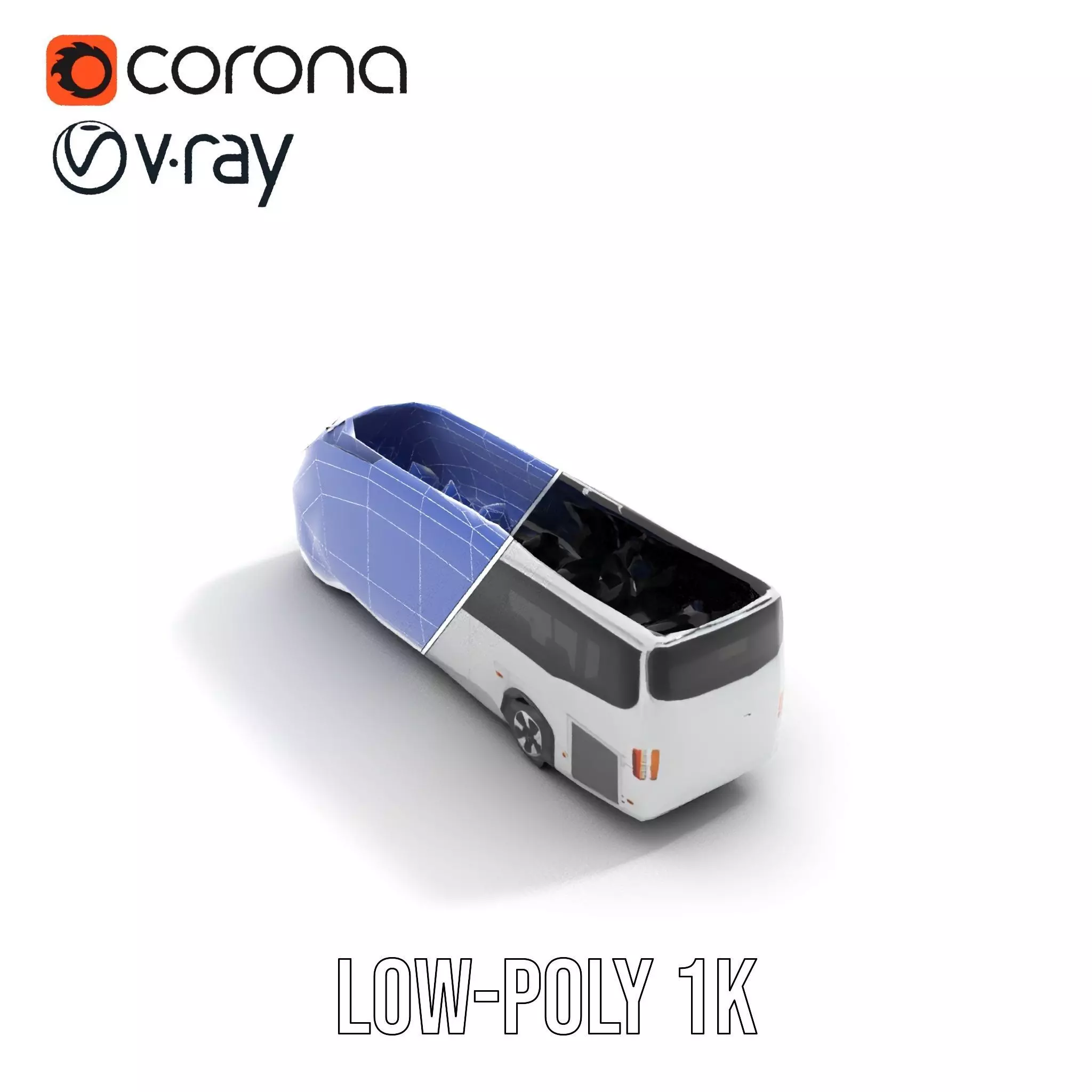 Futuristic White Bus model pack Low-poly 3D model_22