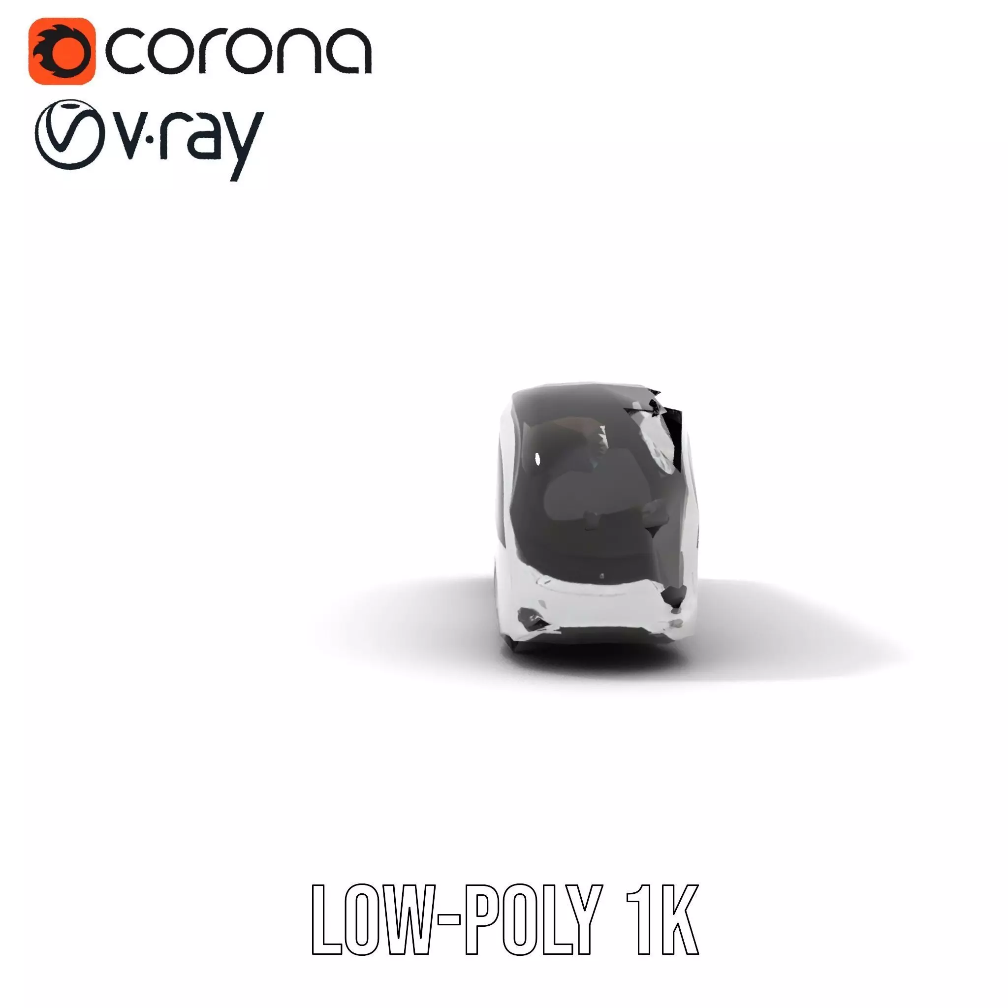 Futuristic White Bus model pack Low-poly 3D model_11